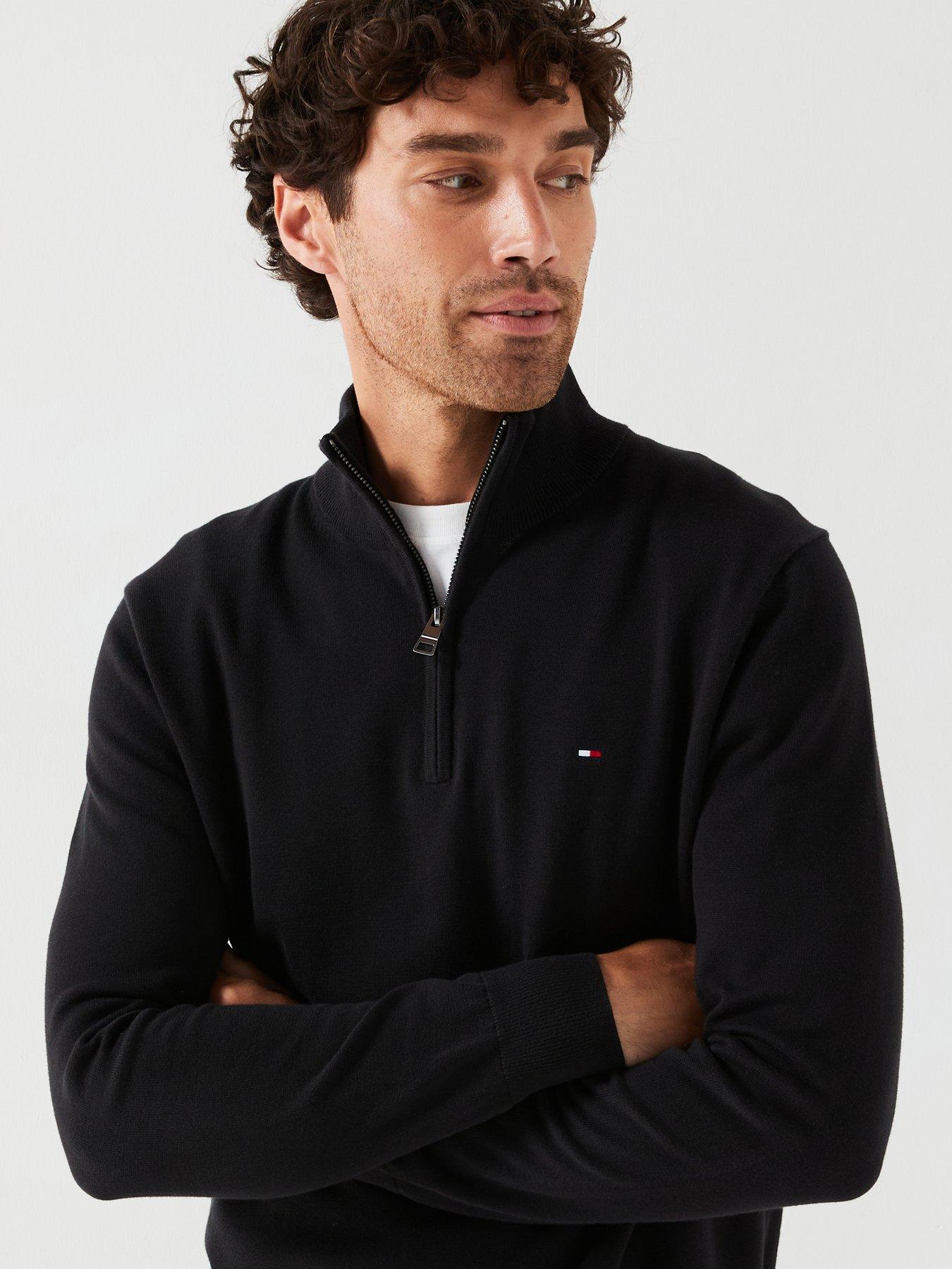 Image 4 of 5 of Tommy Hilfiger Essential Cotton 1/4 Zip Mock Knitted Jumper - Black