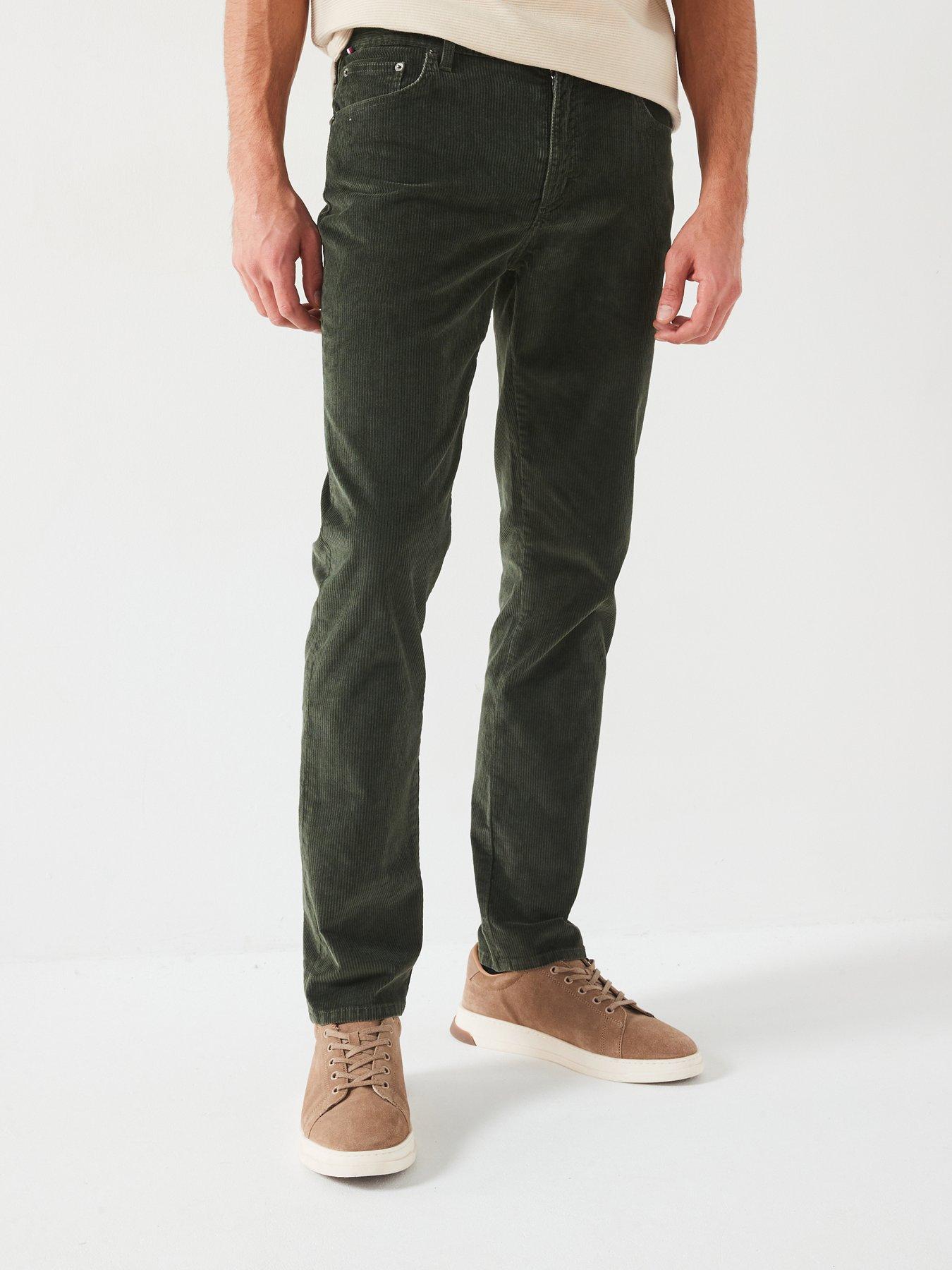 undefined Denton Straight Fit Washed Corduroy Chinos - Dark Khaki