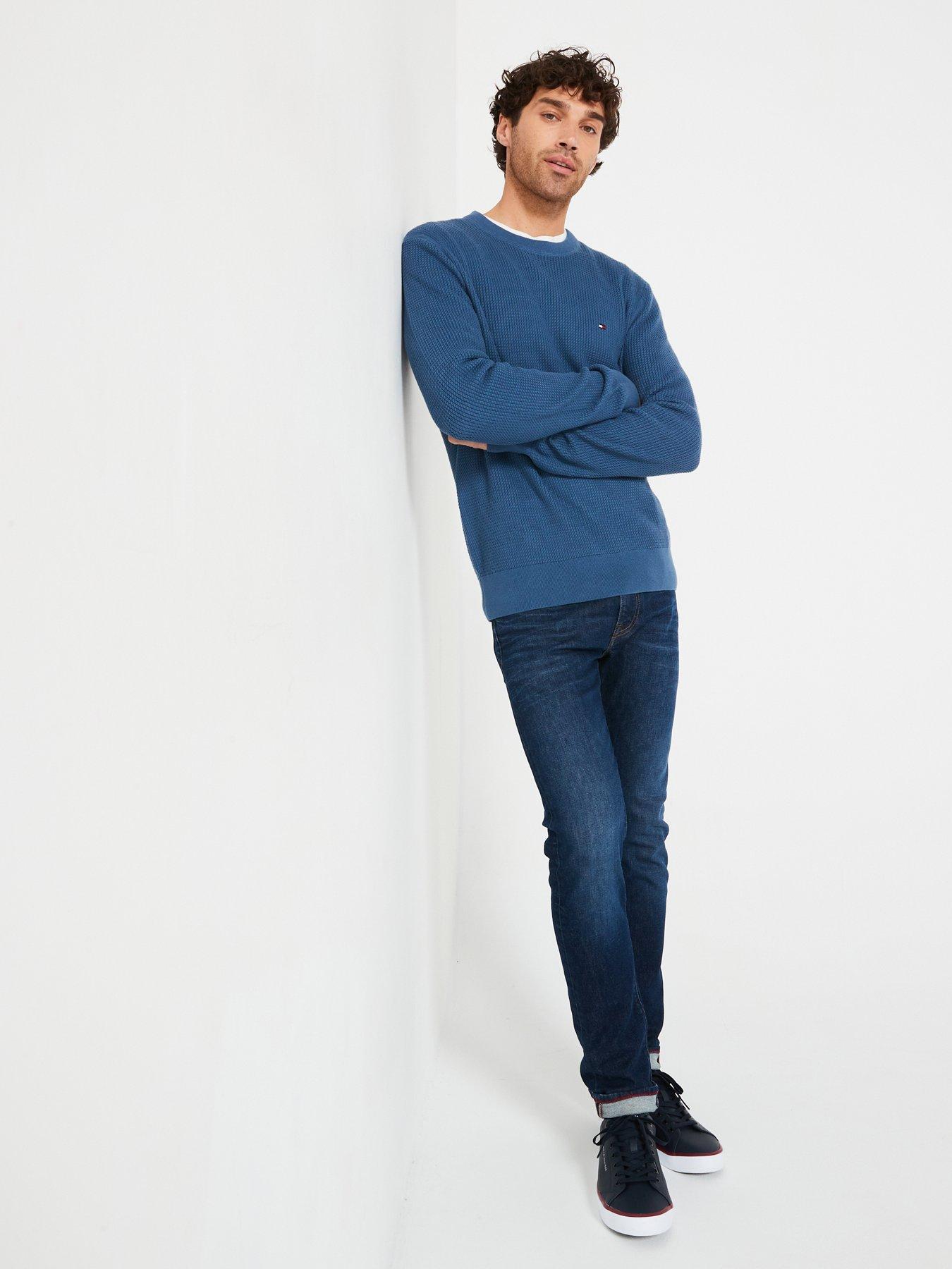 Image 3 of 5 of Tommy Hilfiger Structure Textured Crew Neck Knitted Jumper - Blue