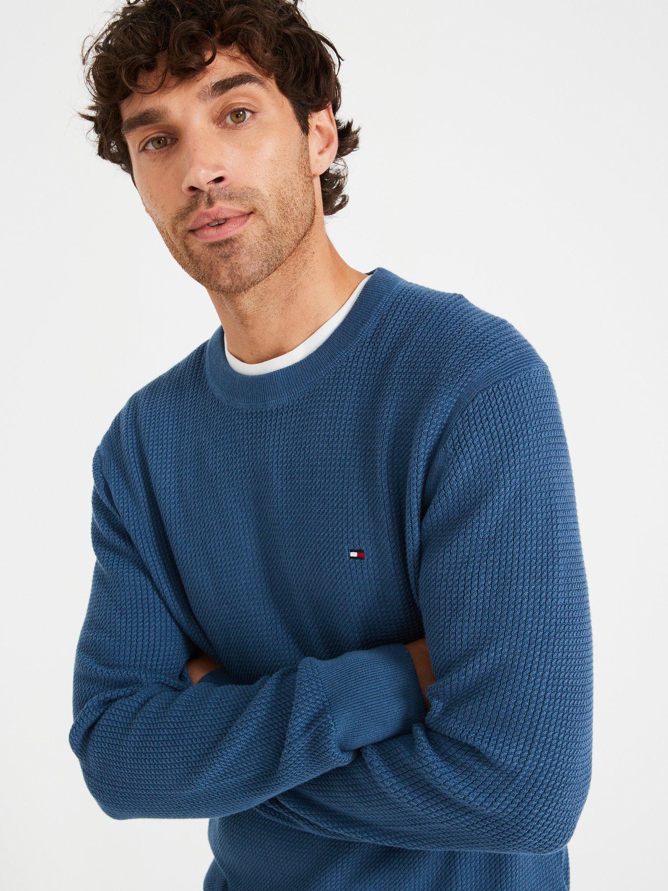 Image 5 of 5 of Tommy Hilfiger Structure Textured Crew Neck Knitted Jumper - Blue