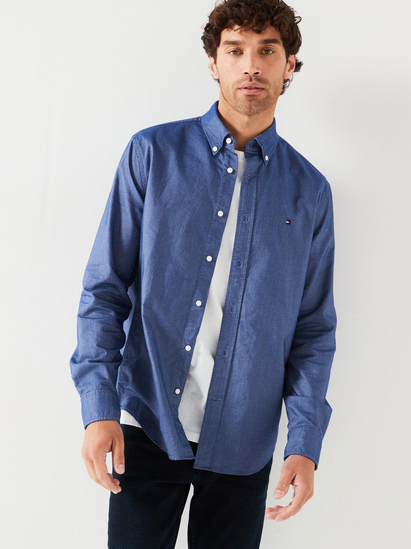 Tommy Hilfiger Solid Heritage Oxford Regular Fit Shirt - Navy, Navy, Size 3Xl, Men