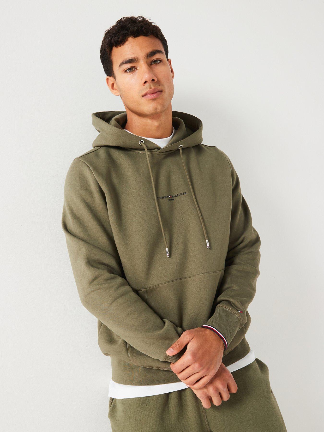 Small Centre Logo Tipped Hoodie Dark Khaki