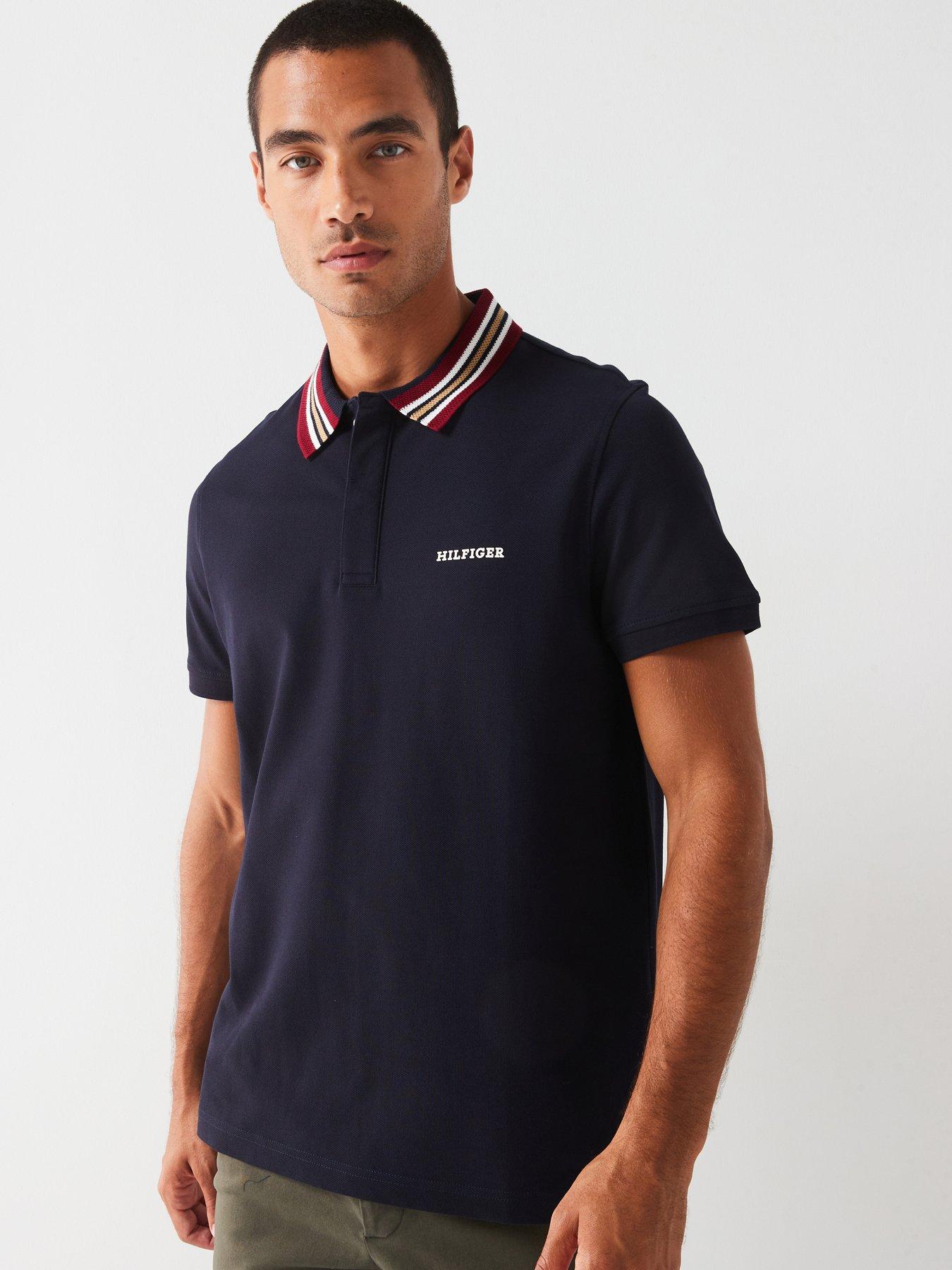 undefined Regular Fit Contrast Collar Polo Shirt - Navy