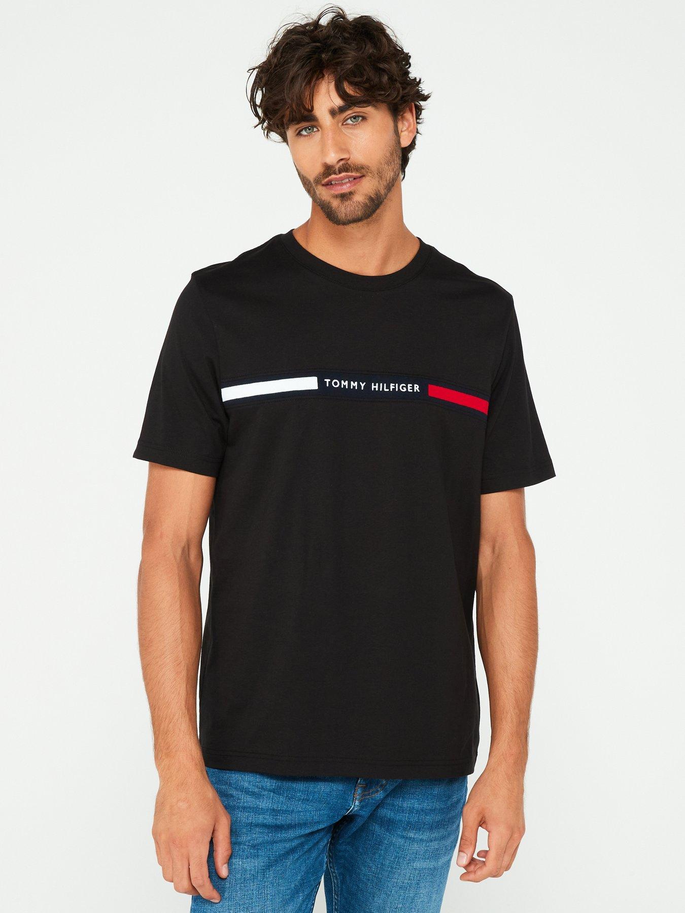 Tommy Hilfiger Embroidered Chest Flag Stripe T-Shirt - Black
