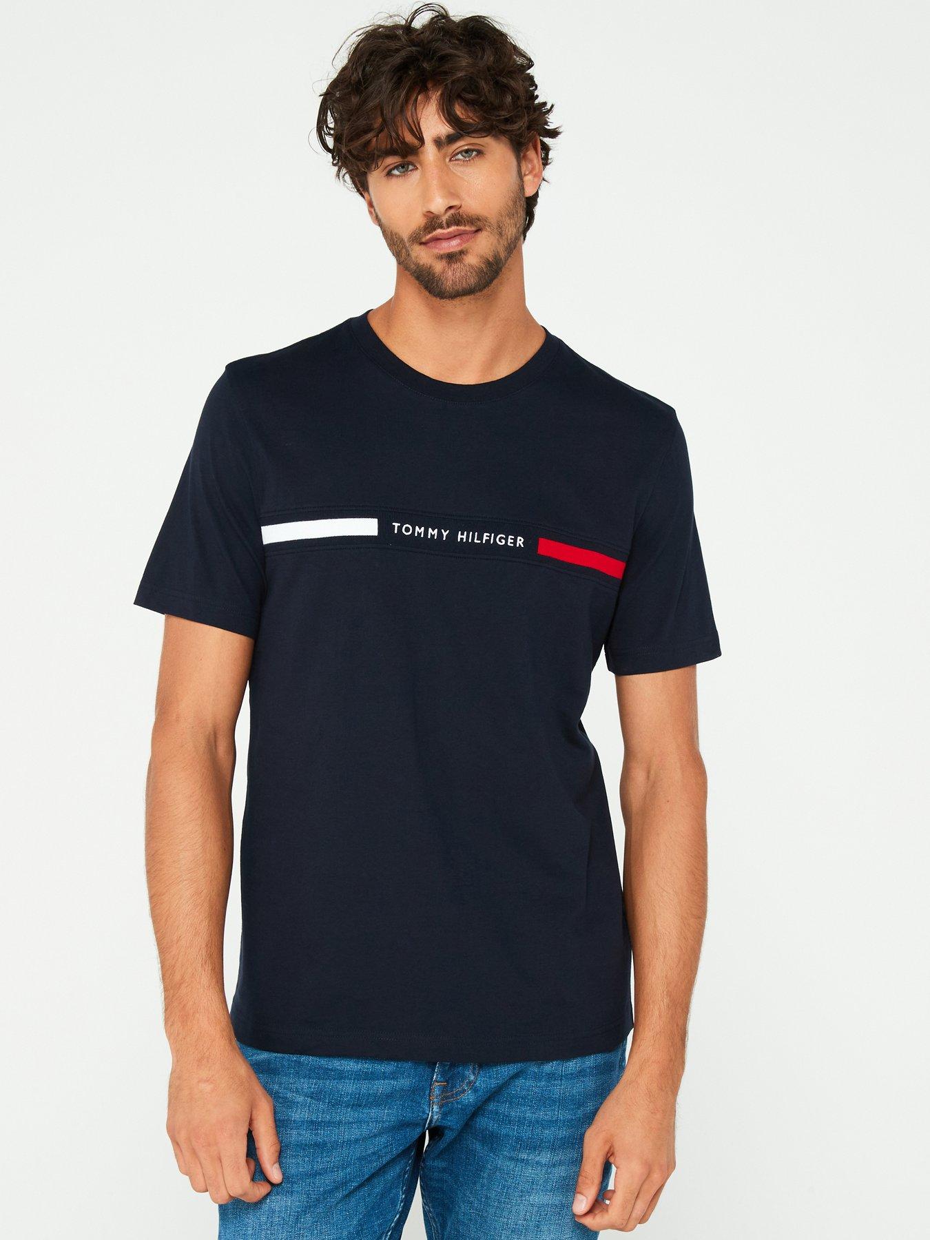 undefined Embroidered Chest Flag Stripe T-Shirt - Navy