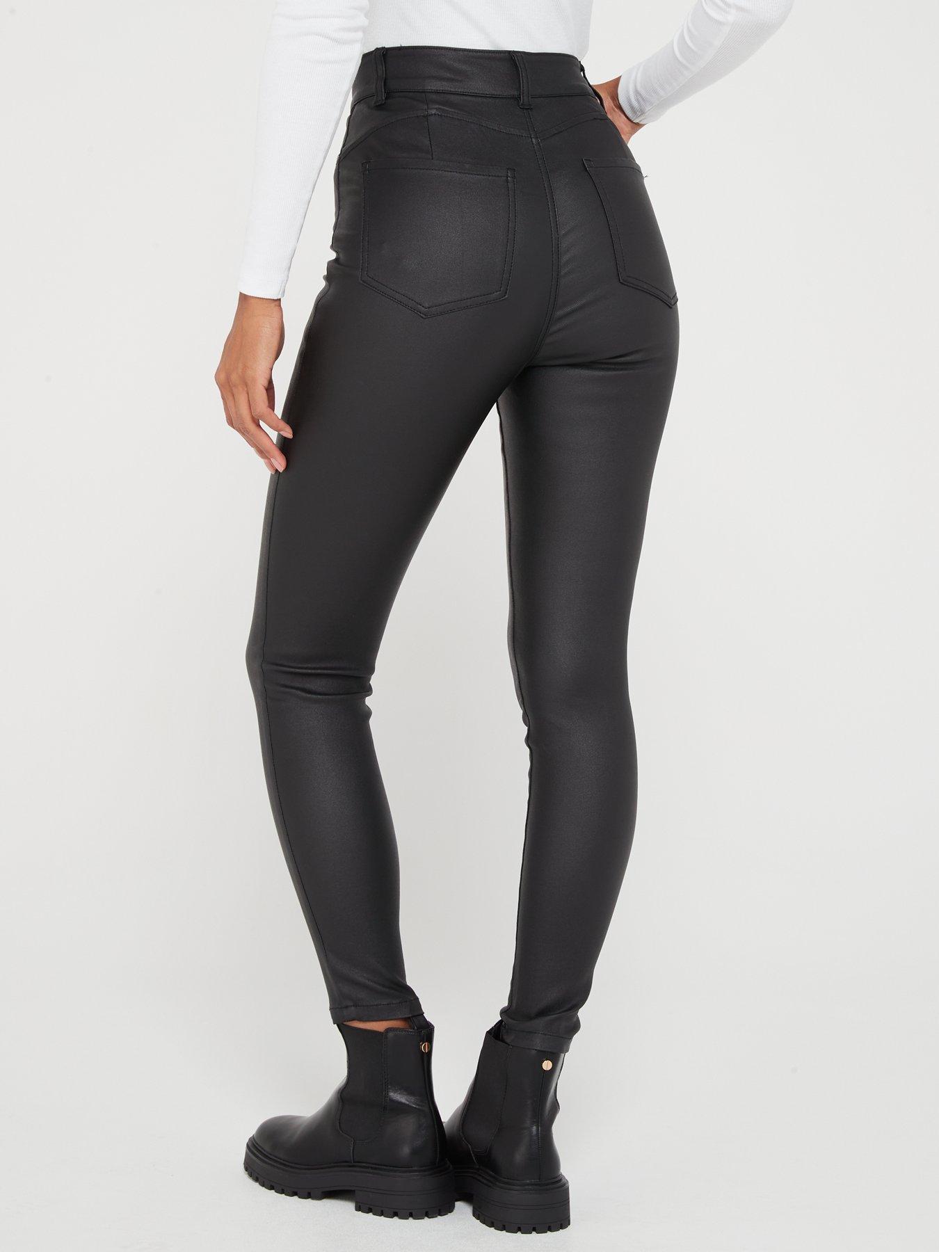 Black coated skinny jeans womens shop