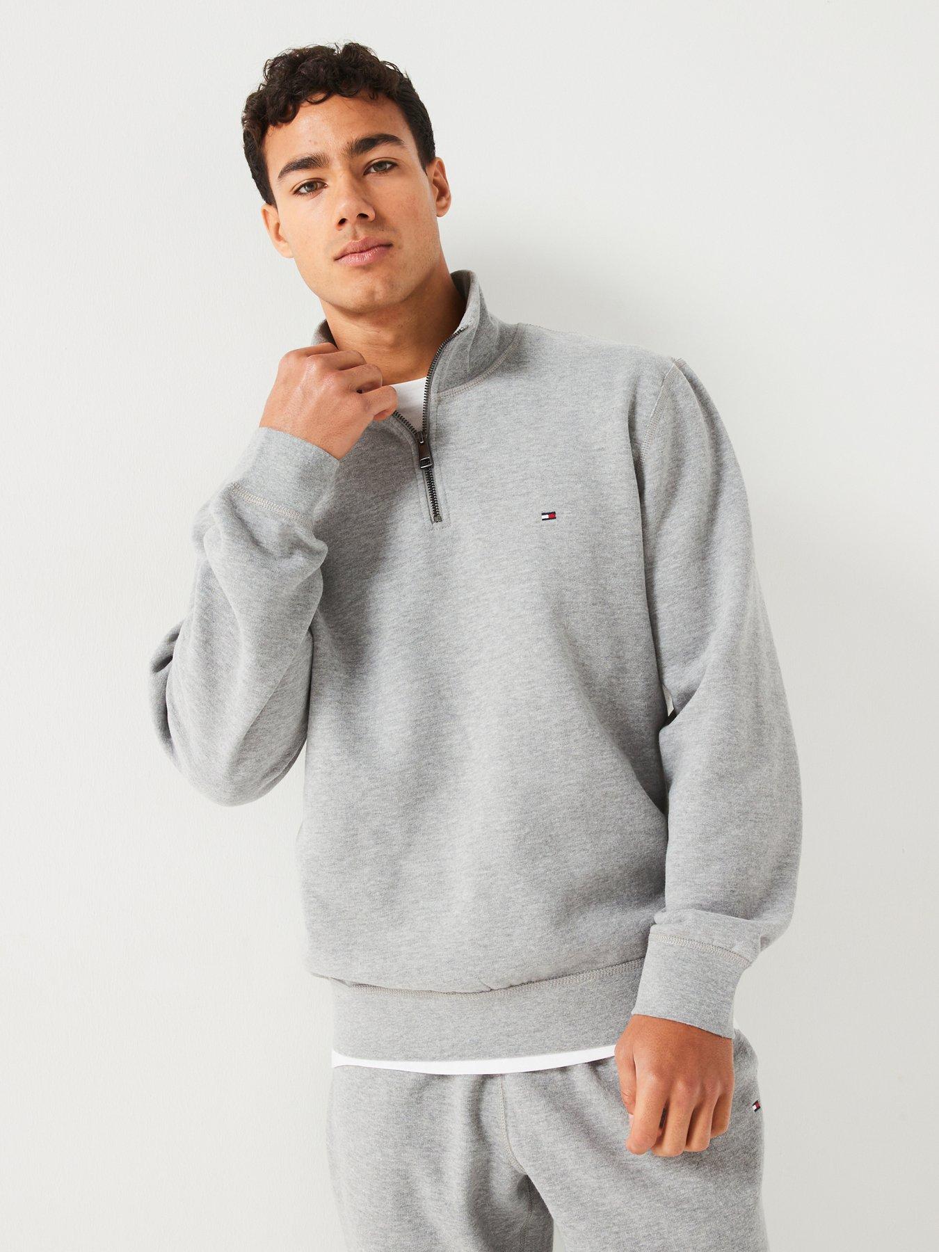 Tommy Hilfiger Essential Fleece 1/4 Zip Sweat Grey Very
