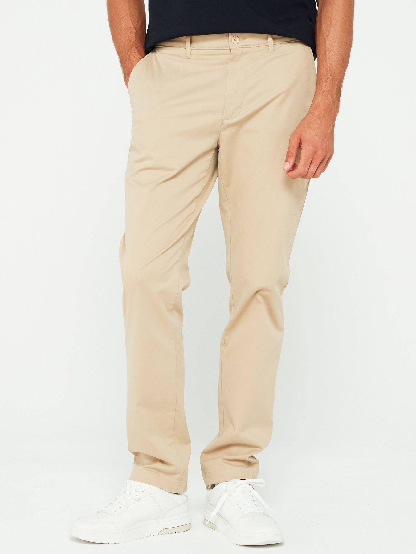 undefined Denton Straight Fit Satin Chinos - Khaki