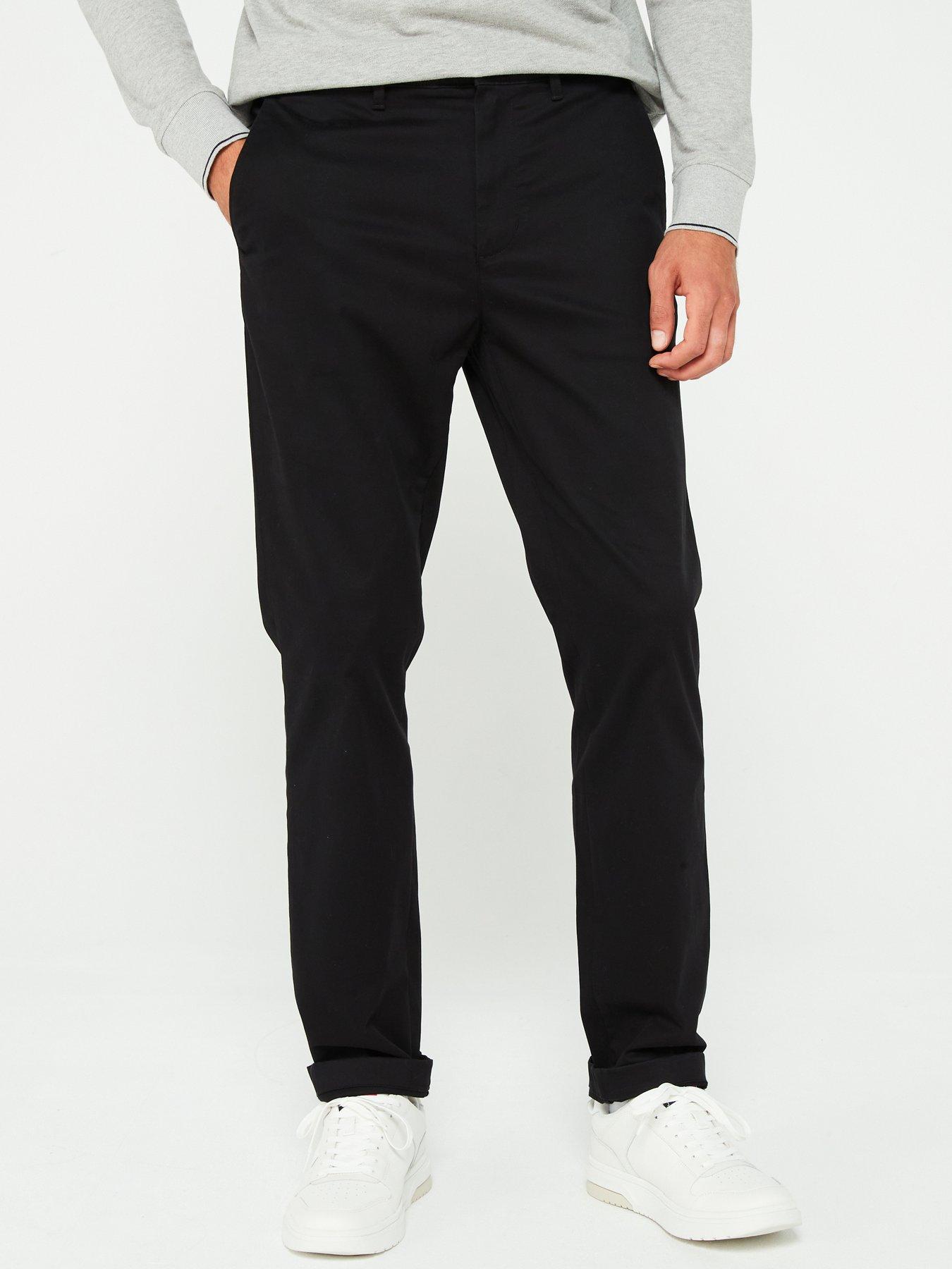 undefined Denton Straight Fit Satin Chinos - Black