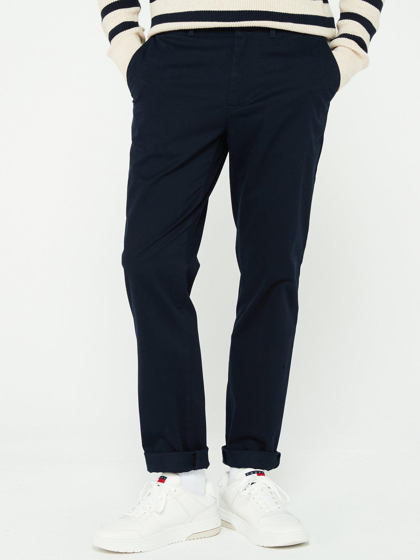 undefined Denton Straight Fit Satin Chinos - Navy
