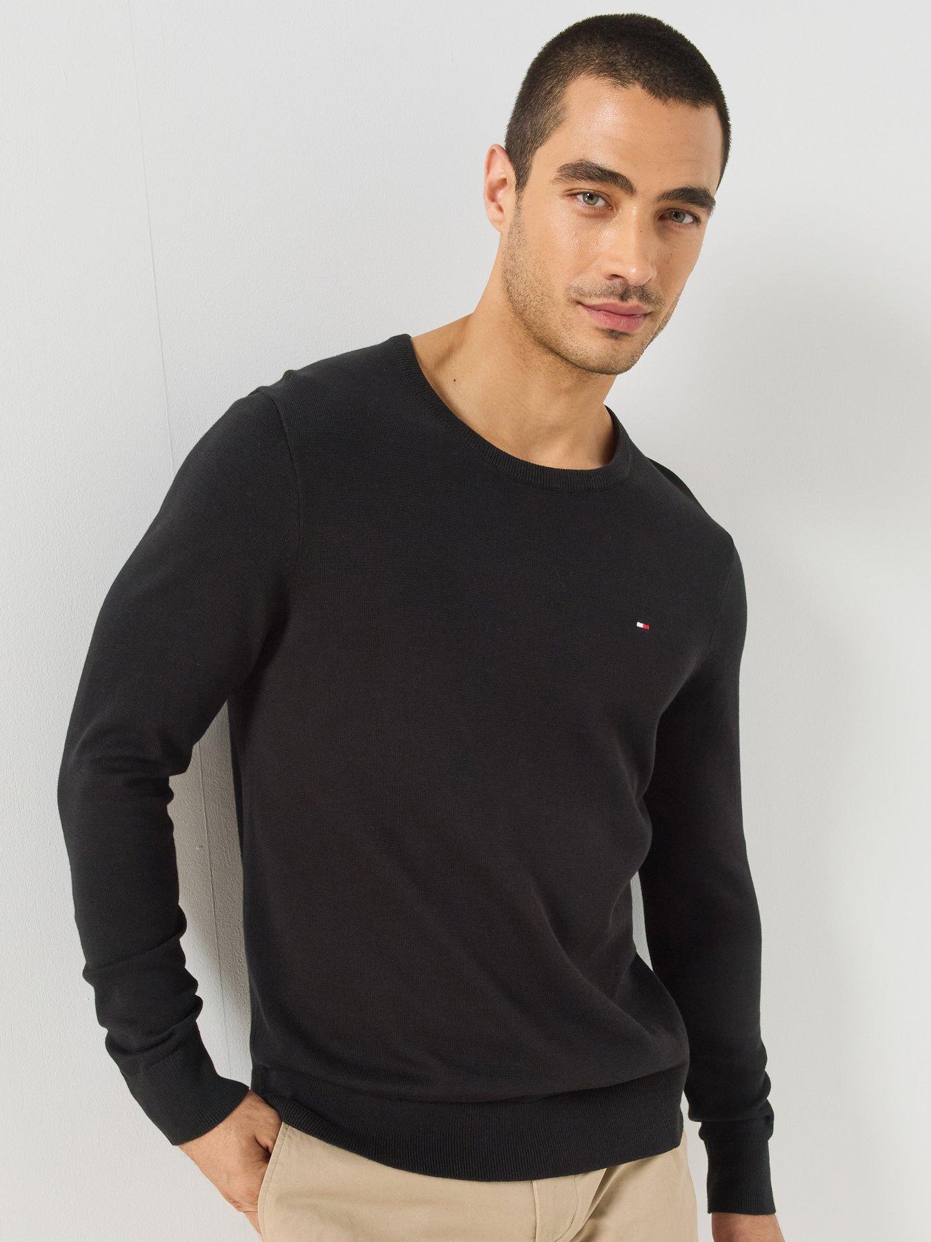 Tommy Hilfiger Essential Cotton Crew Neck Knitted Jumper - Black