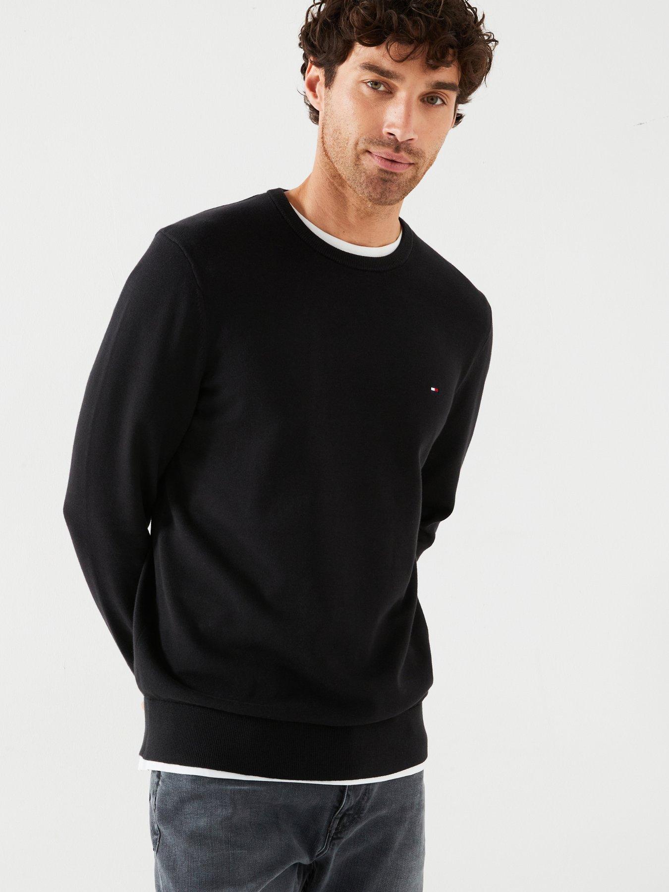 undefined Essential Cotton Crew Neck Knitted Jumper - Black