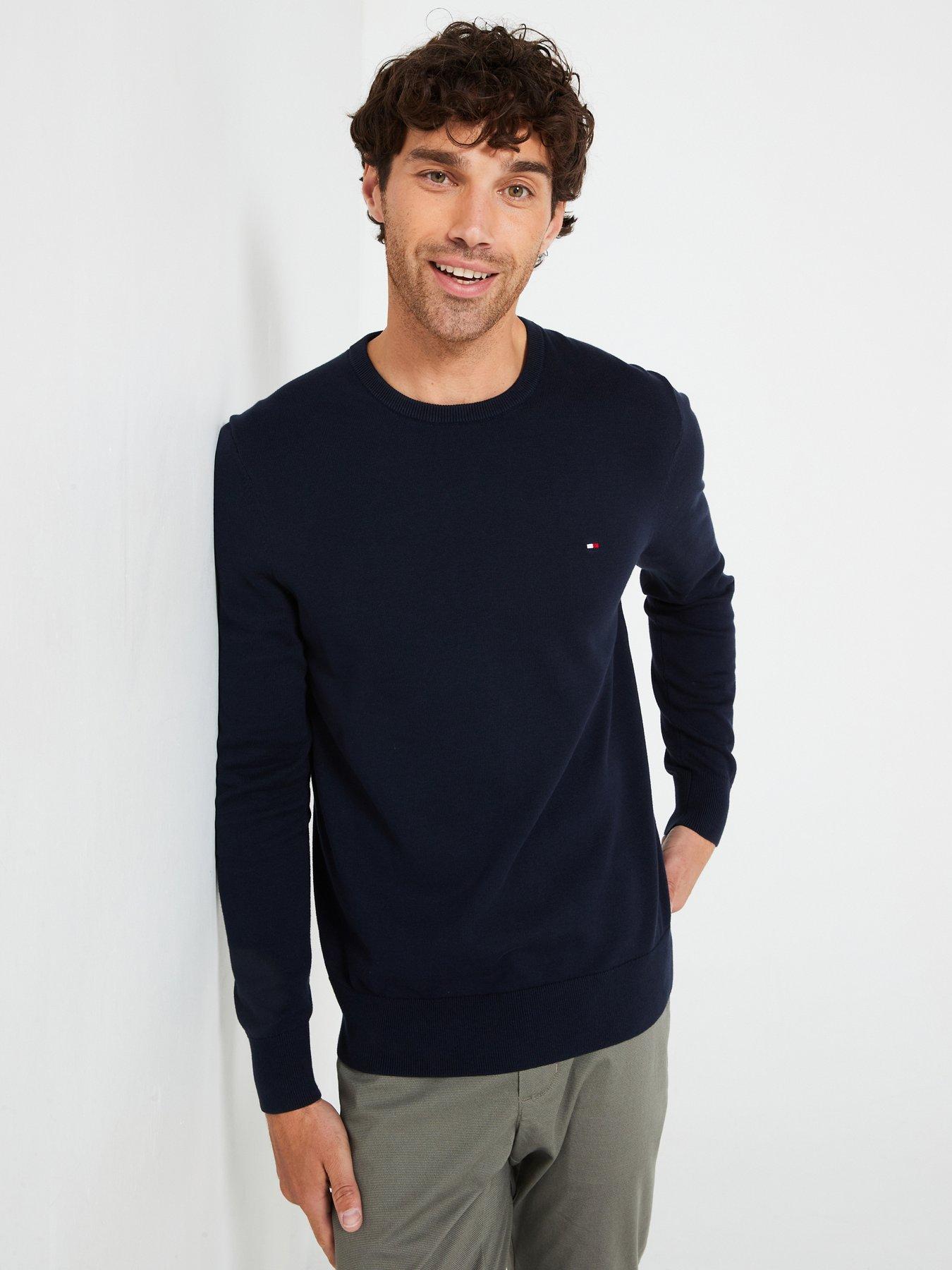 undefined Essential Cotton Crew Neck Knitted Jumper - Navy