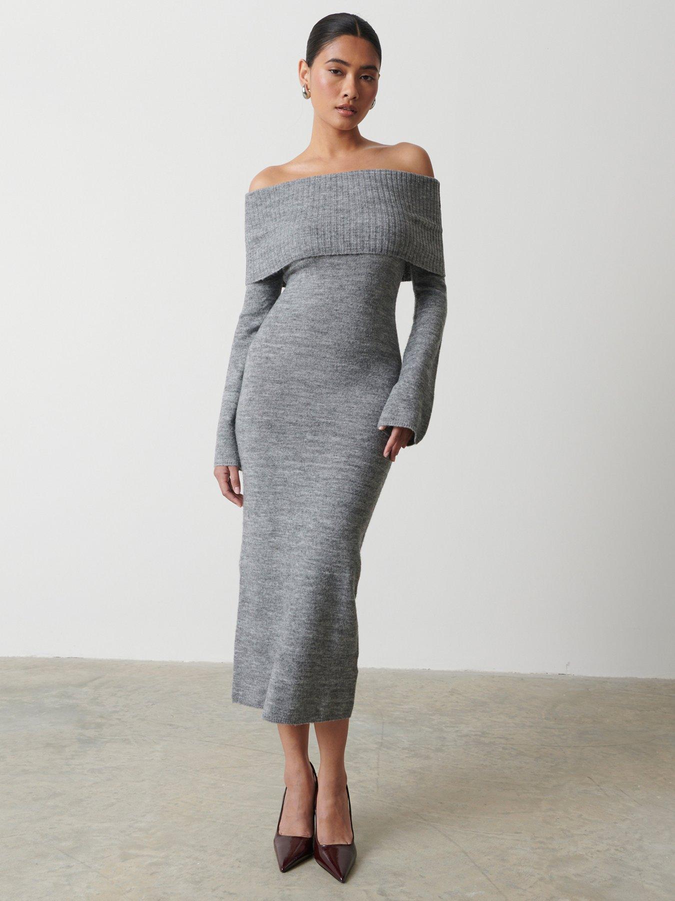 undefined Soreya Bardot Knit Dress - Grey