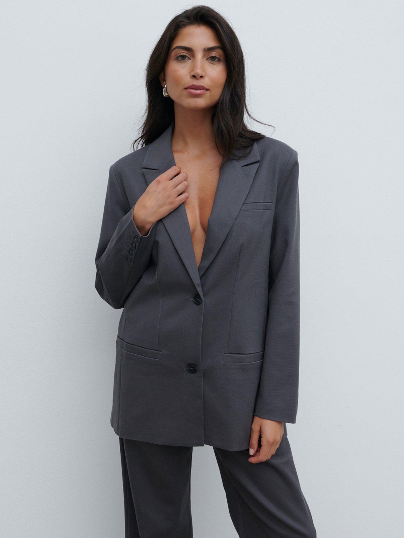 Brady Oversized Boxy Blazer Grey