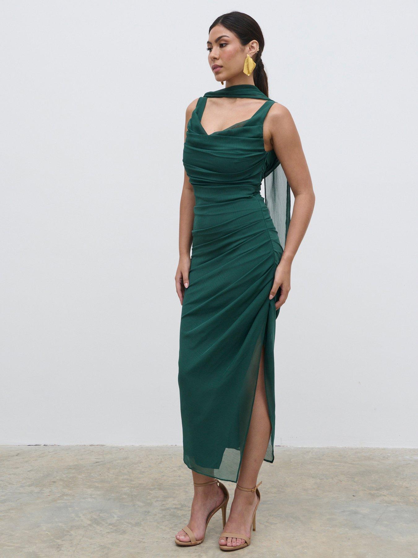 undefined Amara Extreme Cowl Midaxi Dress  - Green