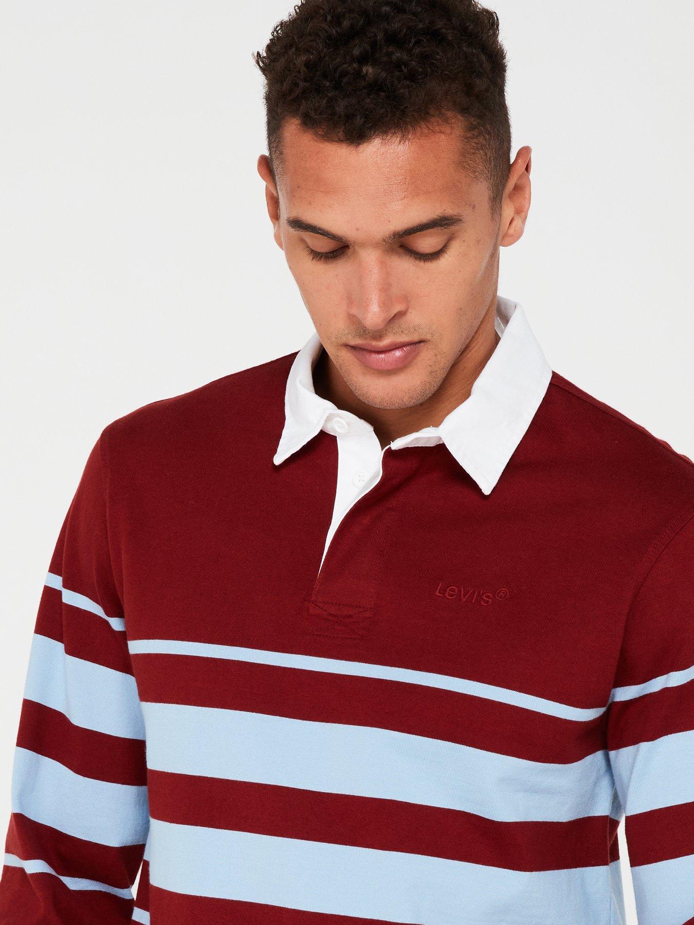 Levi's Union Rugby Long Sleeve Polo Shirt Dark Red Very
