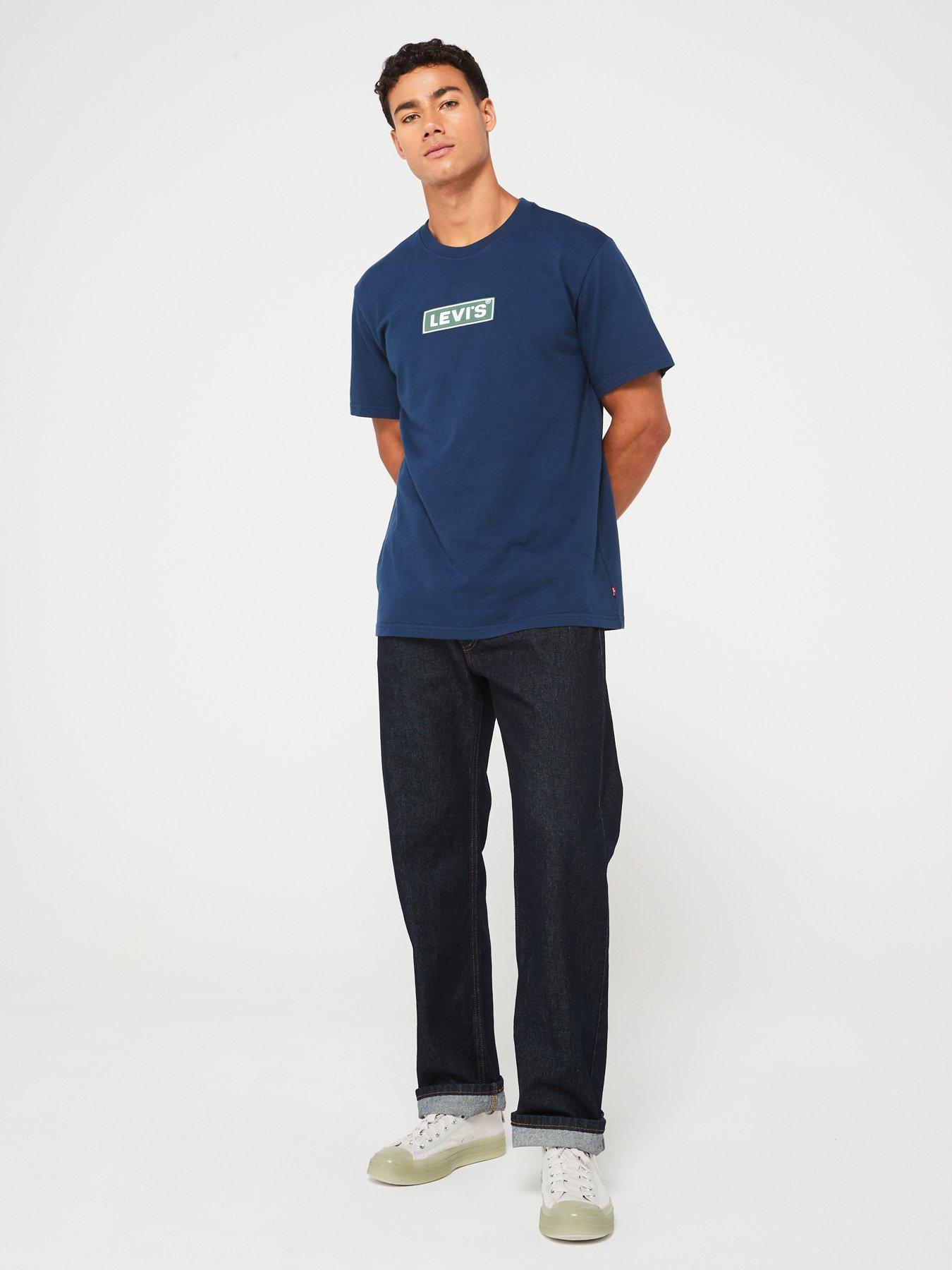 Levi's 555 '96 Relaxed Straight Fit Jeans, Dark Blue, Size 30, Inside Leg Regular, Men
