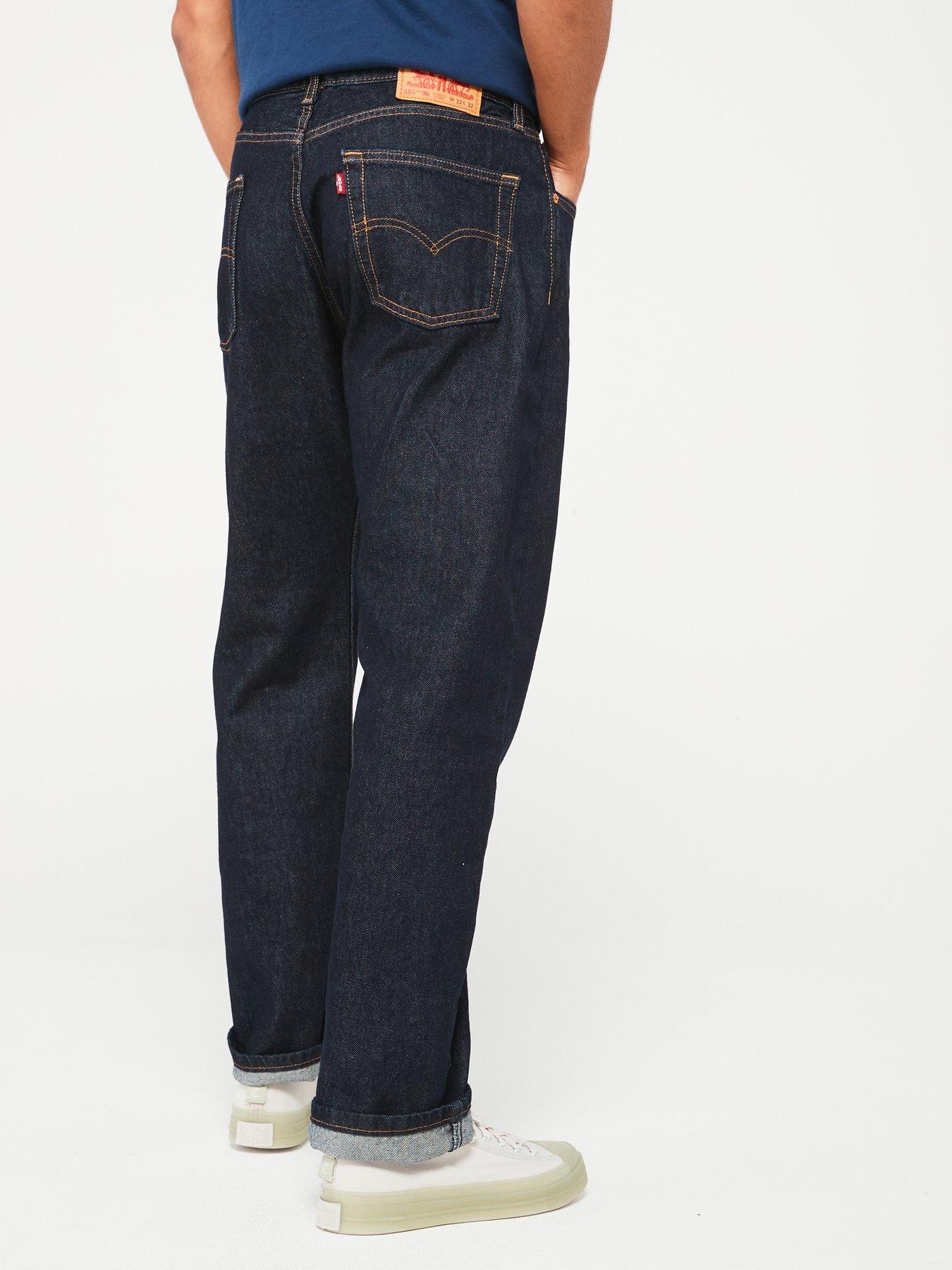 Levi s 555 96 Relaxed Straight Fit Jeans Good As New Rinse Dark Blue Very