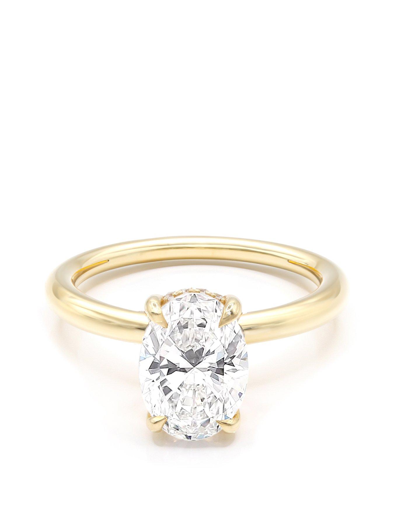 Product photograph of Say It With Moissanite Oval Hidden Halo Ring - 18ct Gold from very.co.uk