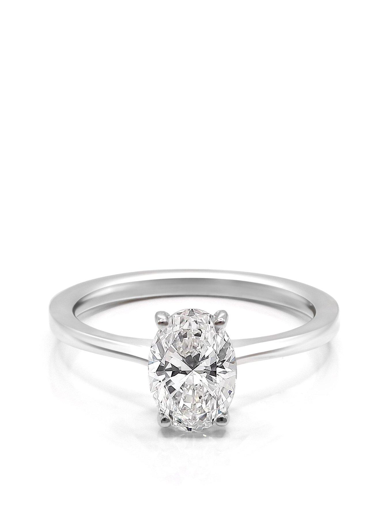 Product photograph of Say It With Moissanite Oval Plain Band Ring - 18ct Gold from very.co.uk