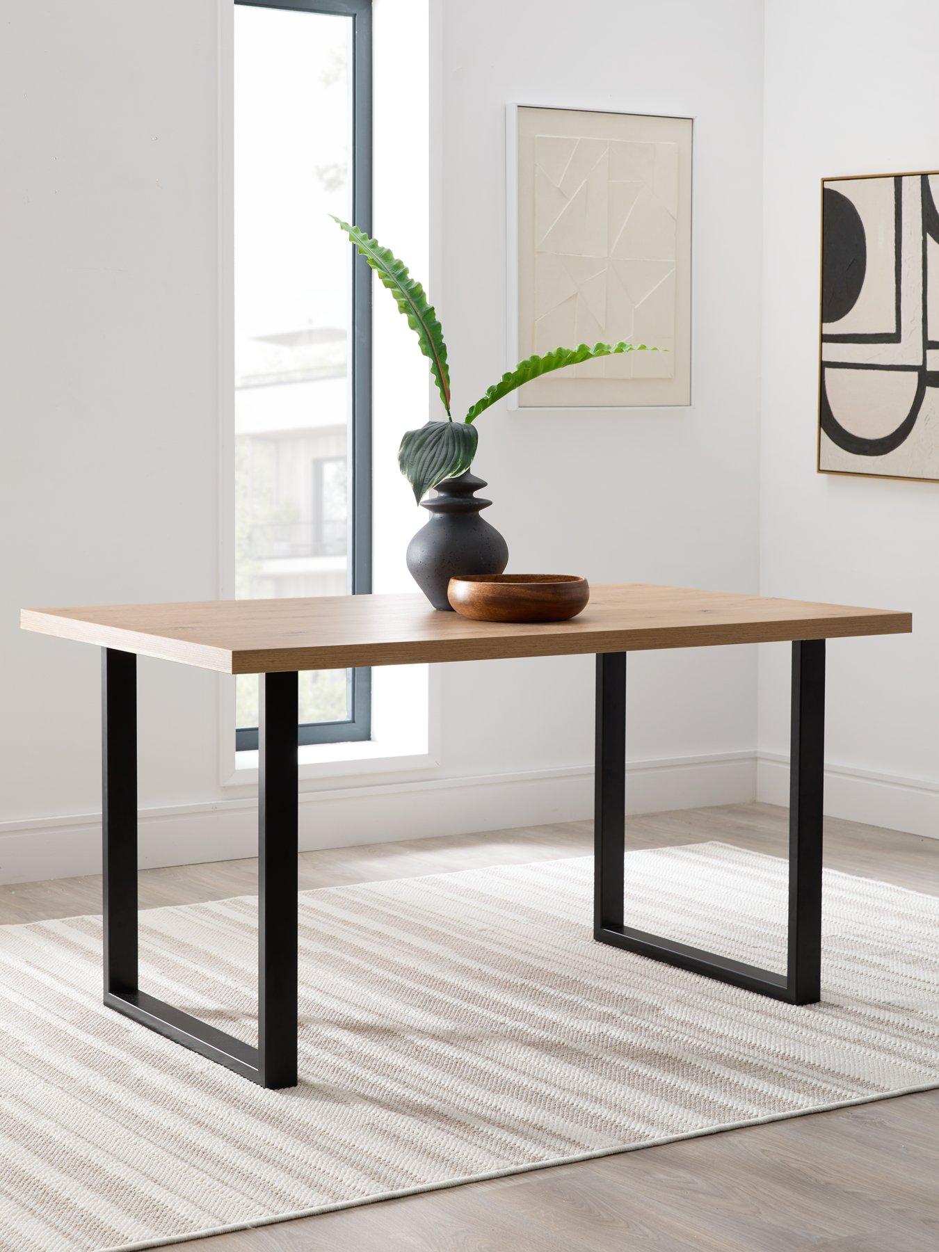 Product photograph of Very Home Burton 140 Cm Dining Table - Oak Black from very.co.uk