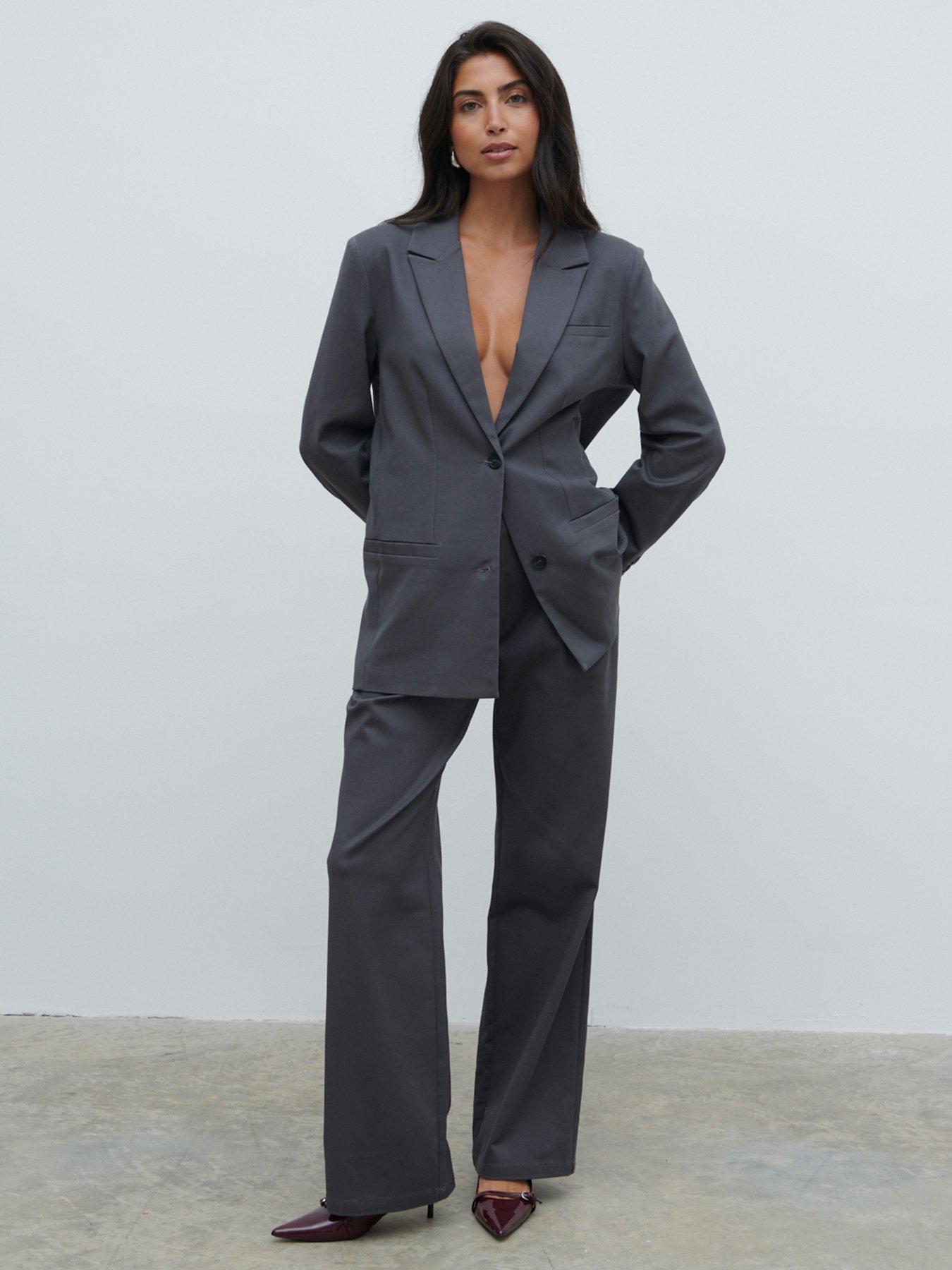 Pretty Lavish Brady Front Pleat Trouser - Grey