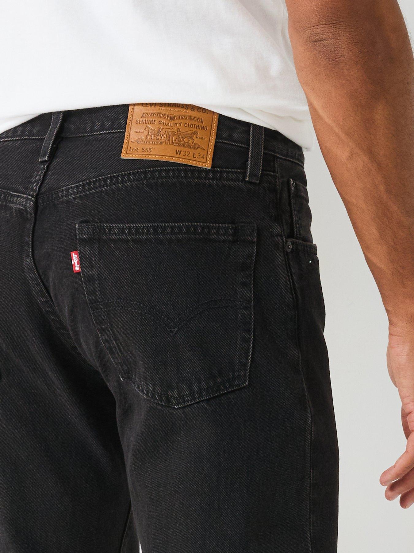 Image 4 of 5 of Levi's 555 Relaxed Straight Fit Jeans - Welcome To The Rodeo - Black