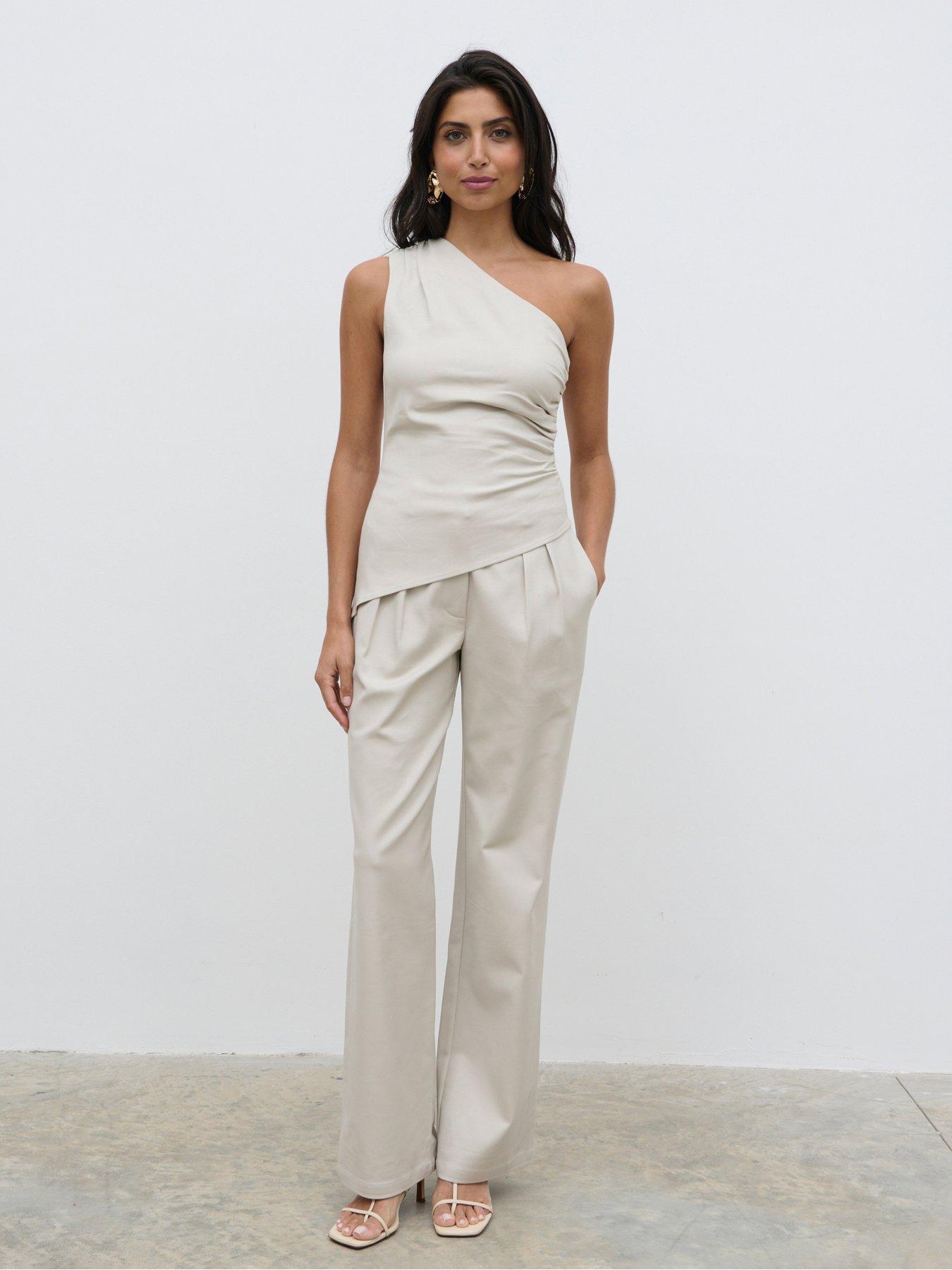 undefined Brady Front Pleat Trouser - White