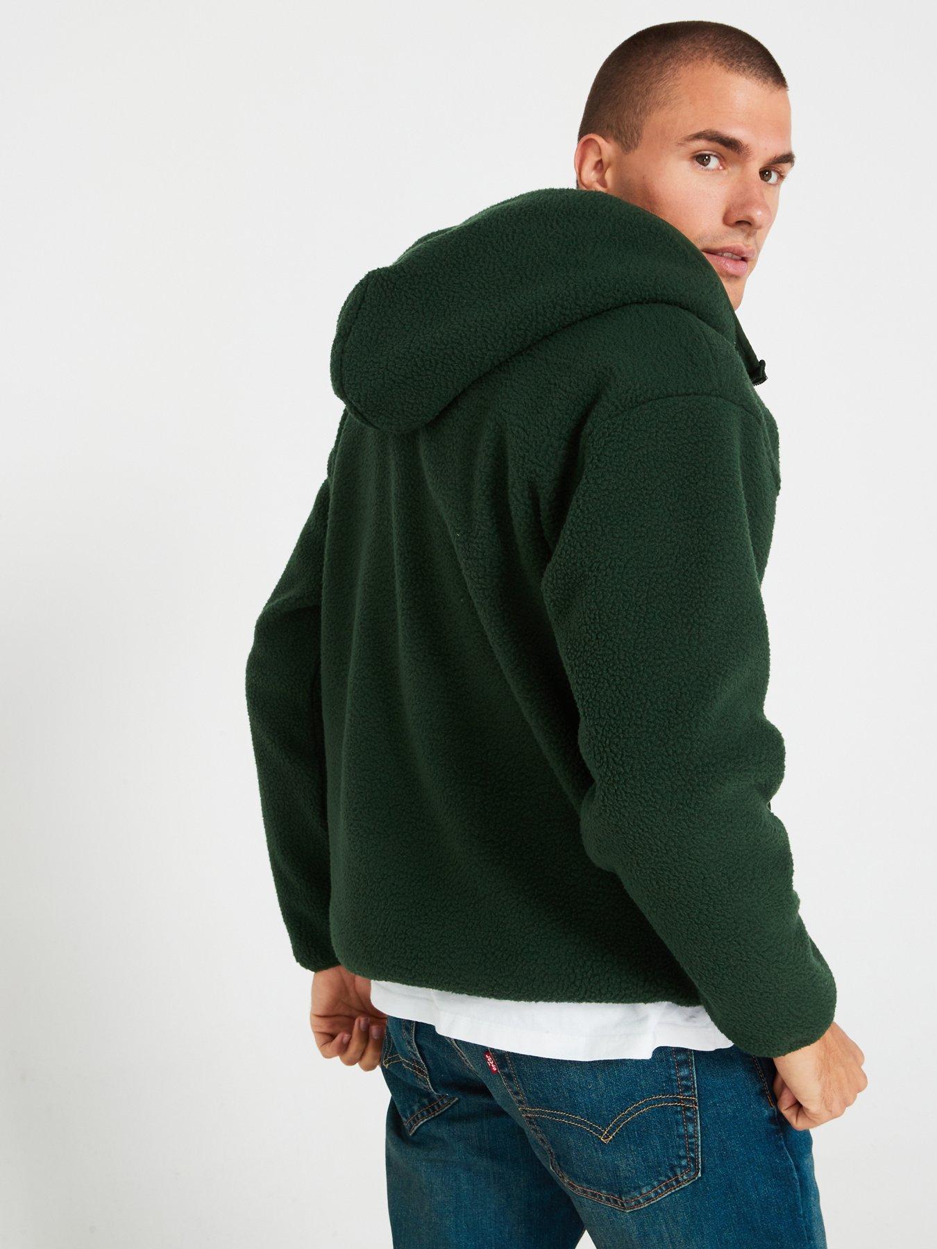 Sherpa Pullover Hoodie Dark Green
