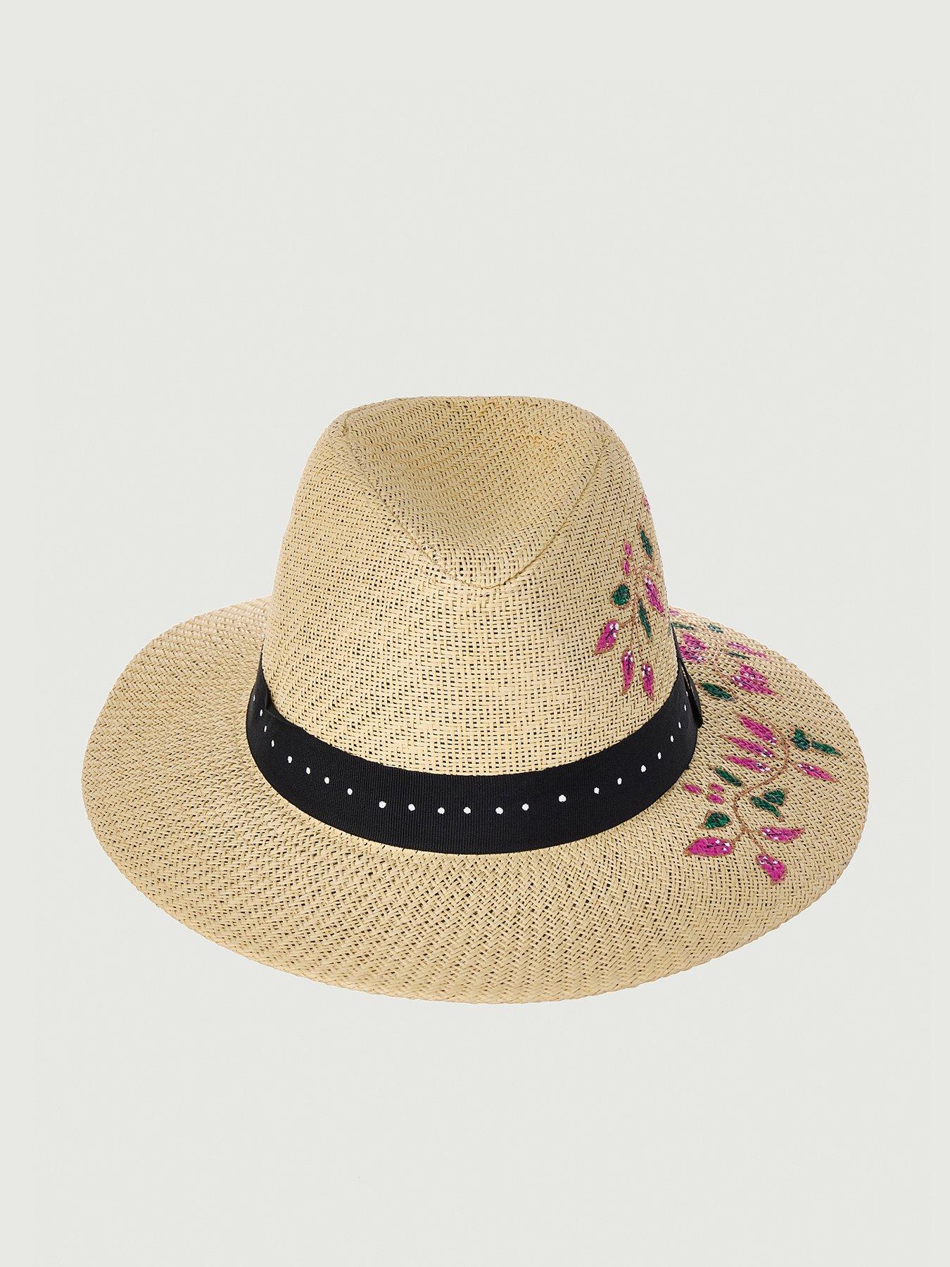 Sorena Painted Floral Straw Fedora Hat | Very.co.uk