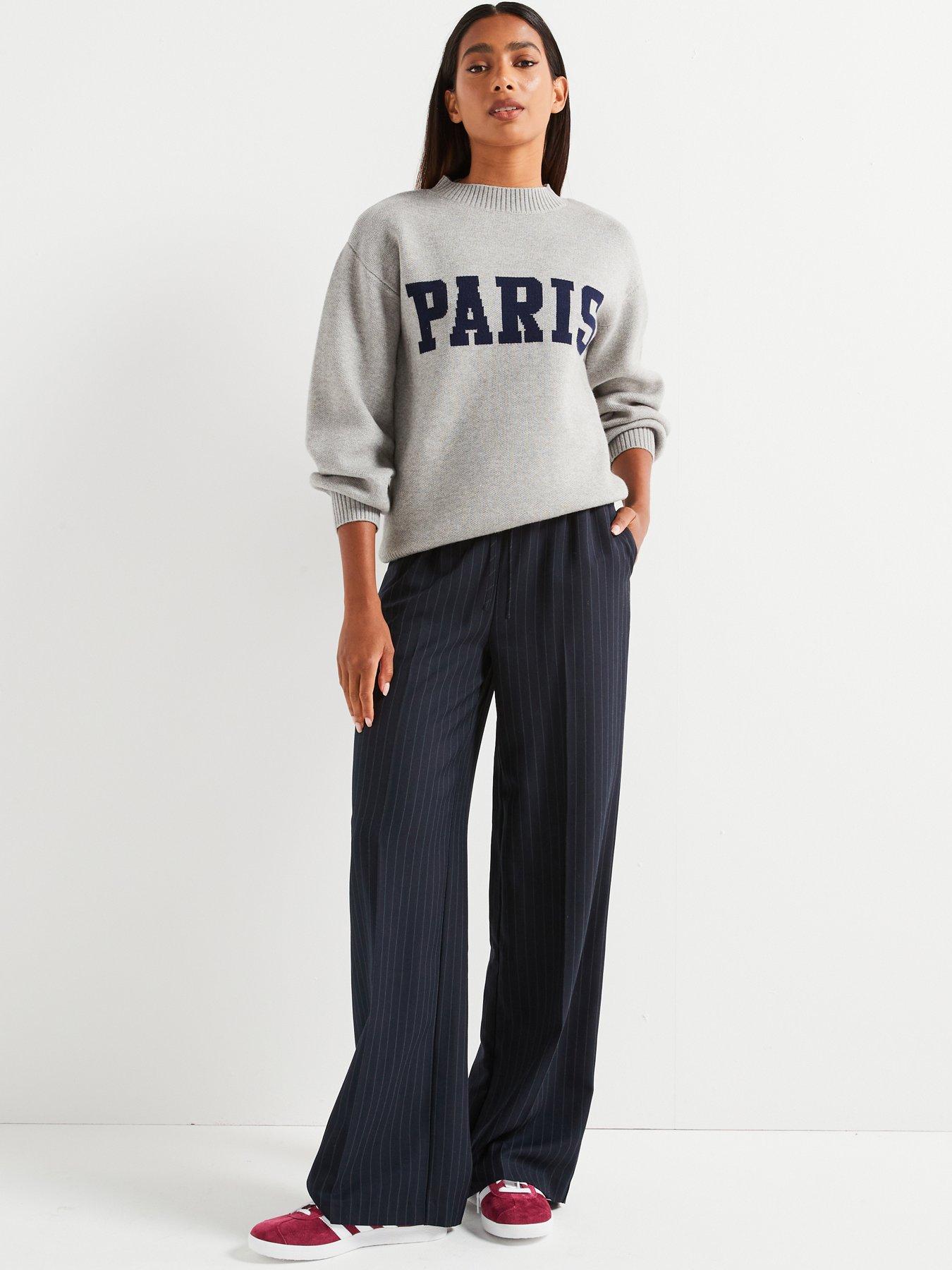 Image 3 of 6 of V by Very Paris Slogan Knitted Jumper - Grey