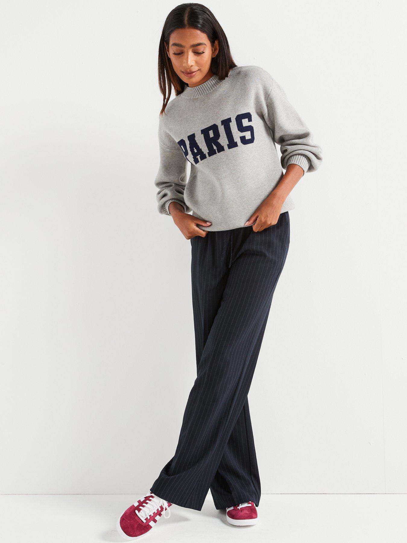 Image 5 of 6 of V by Very Paris Slogan Knitted Jumper - Grey