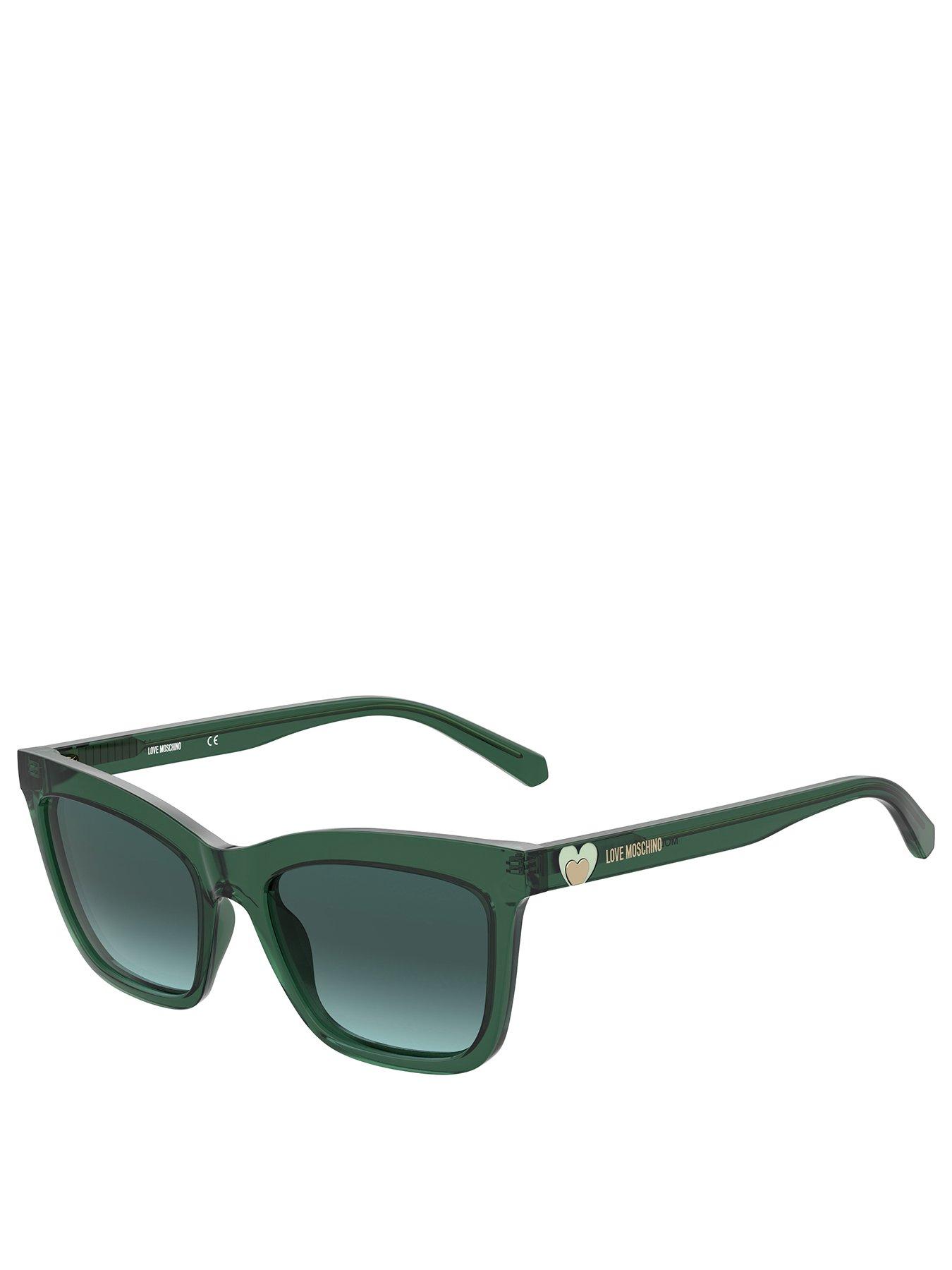 LOVE MOSCHINO Rectangular Green Sunglasses | Very.co.uk