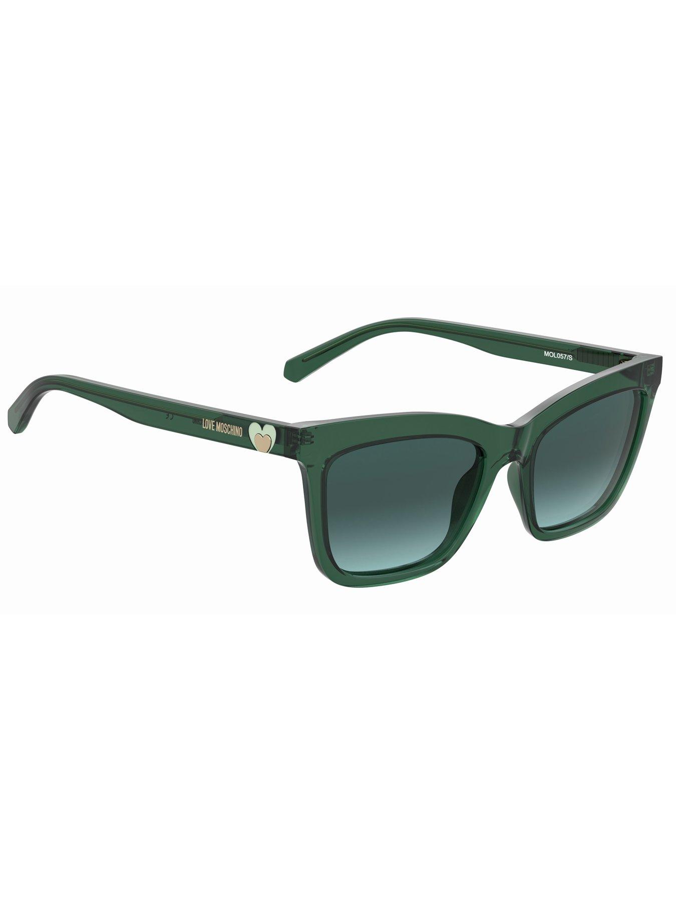 LOVE MOSCHINO Rectangular Green Sunglasses | Very.co.uk