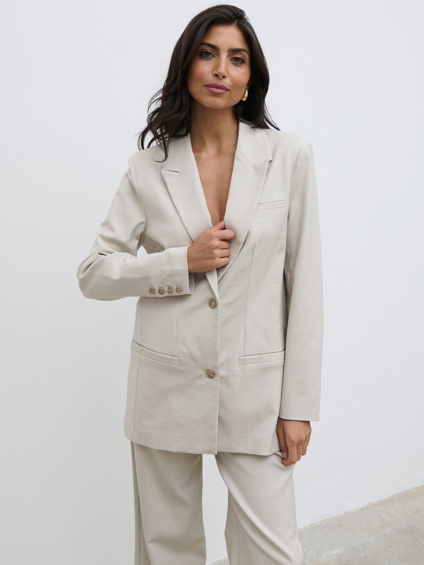 undefined Brady Oversized Boxy Blazer - White