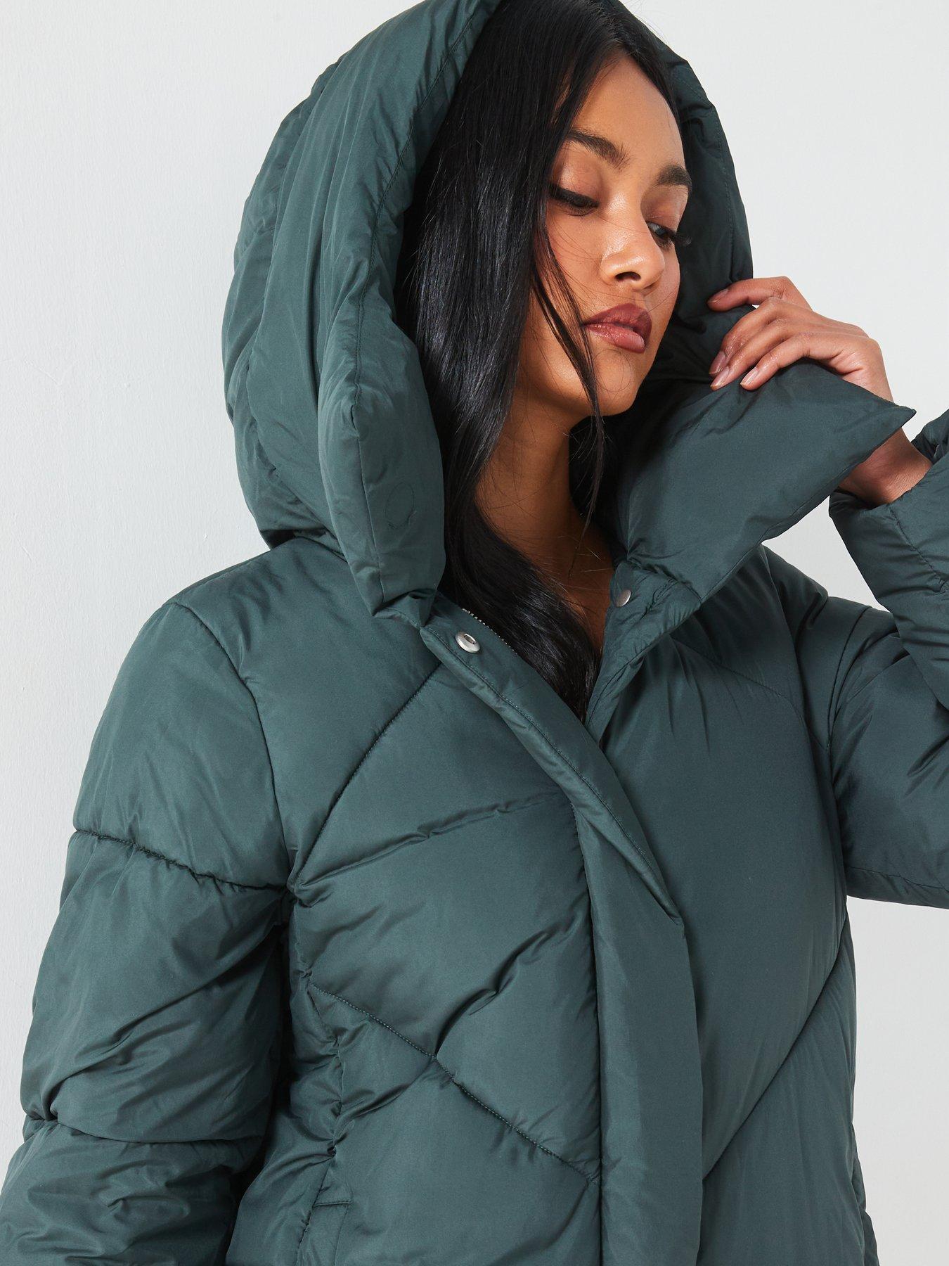 Green Puffer Long Duvet Coats Ladies V By Very Longline Padded