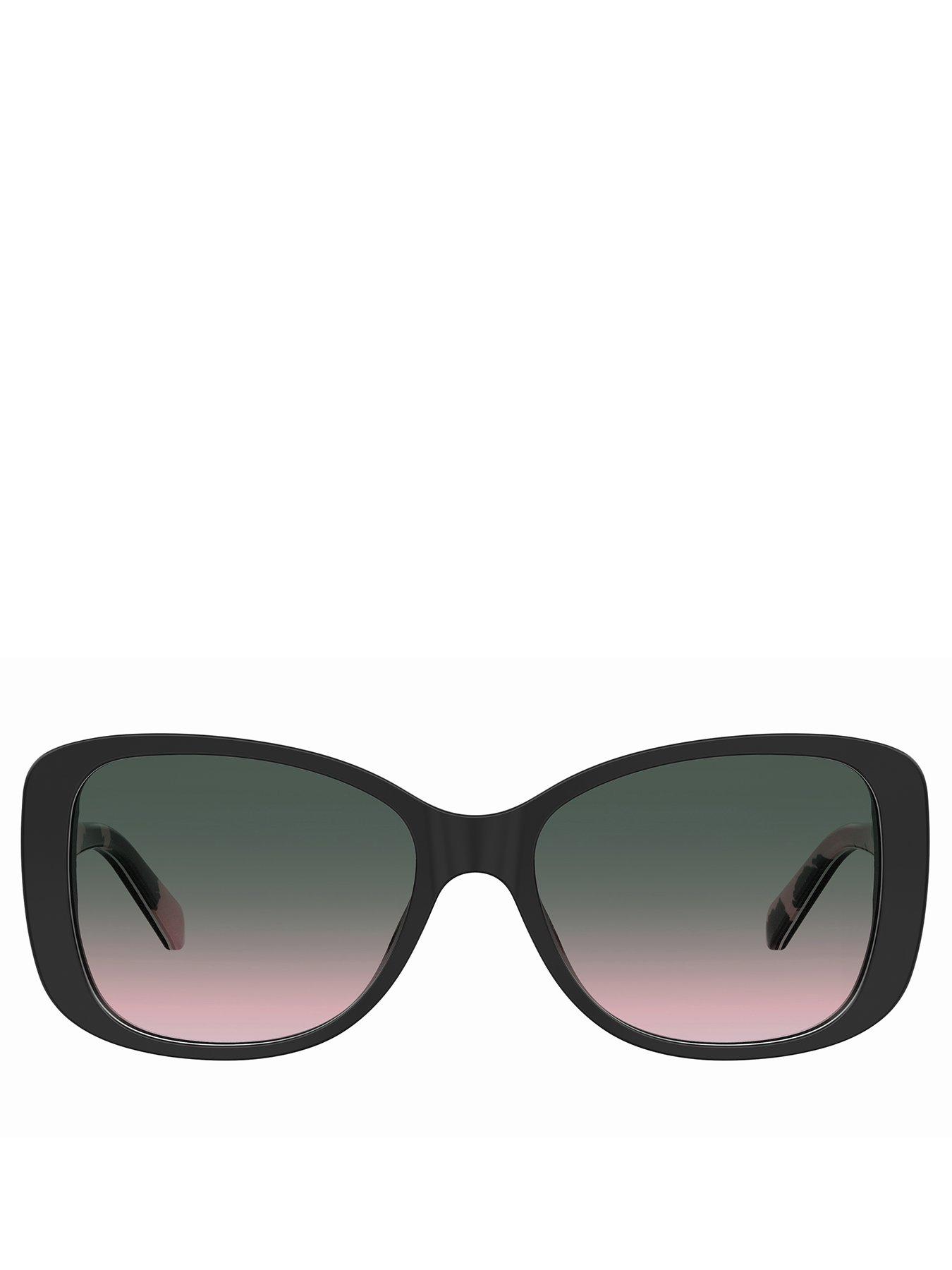 LOVE MOSCHINO Rectangular Pink Black Pattern Sunglasses | Very.co.uk