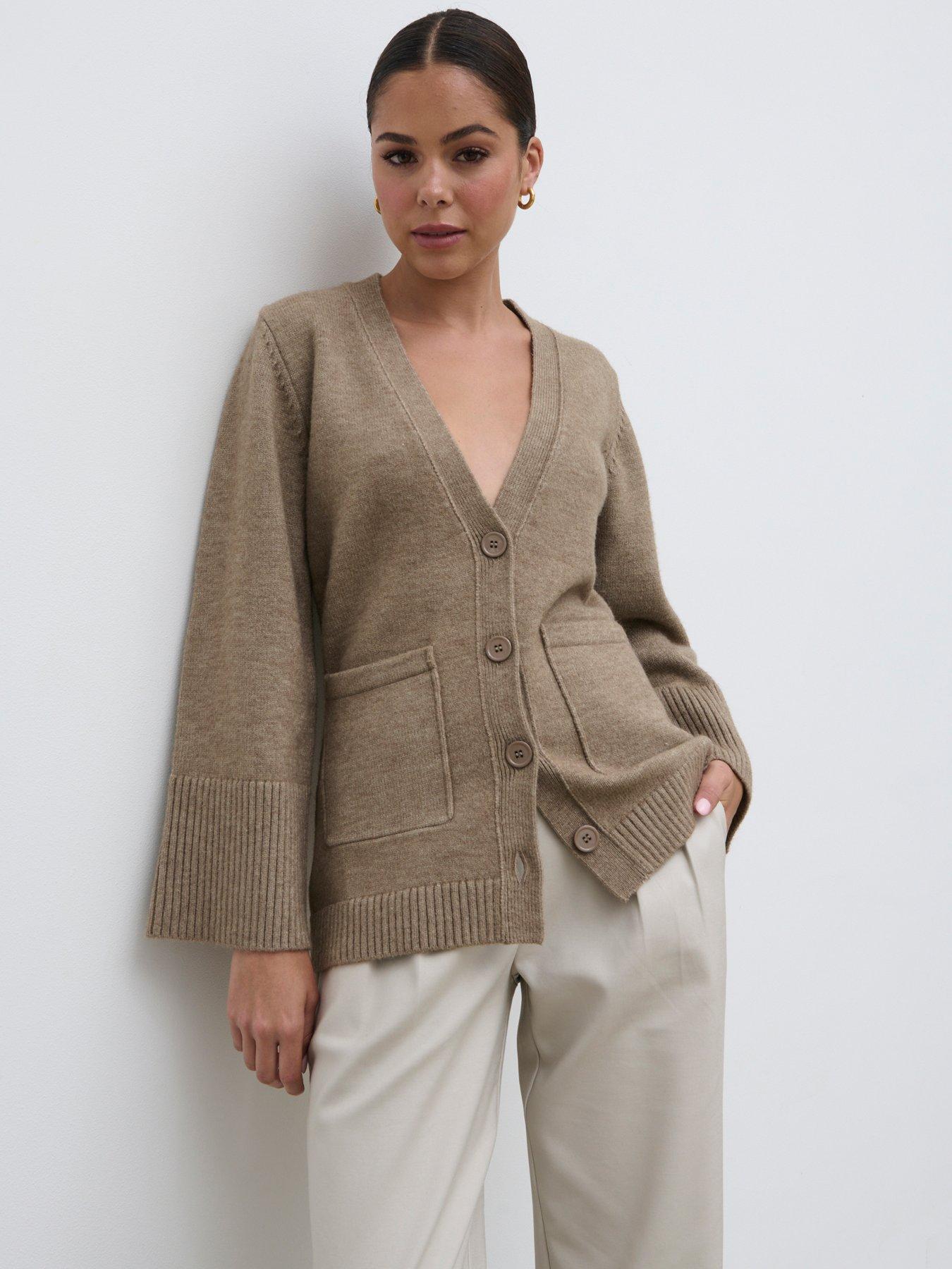 undefined Chunky Cuff Cardigan - Brown