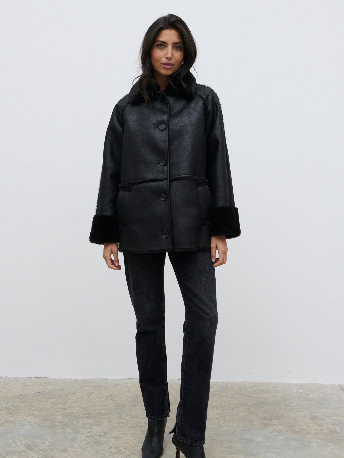 Pretty Lavish Dark Brown Oversized Coat Pretty Lavish Sawyer