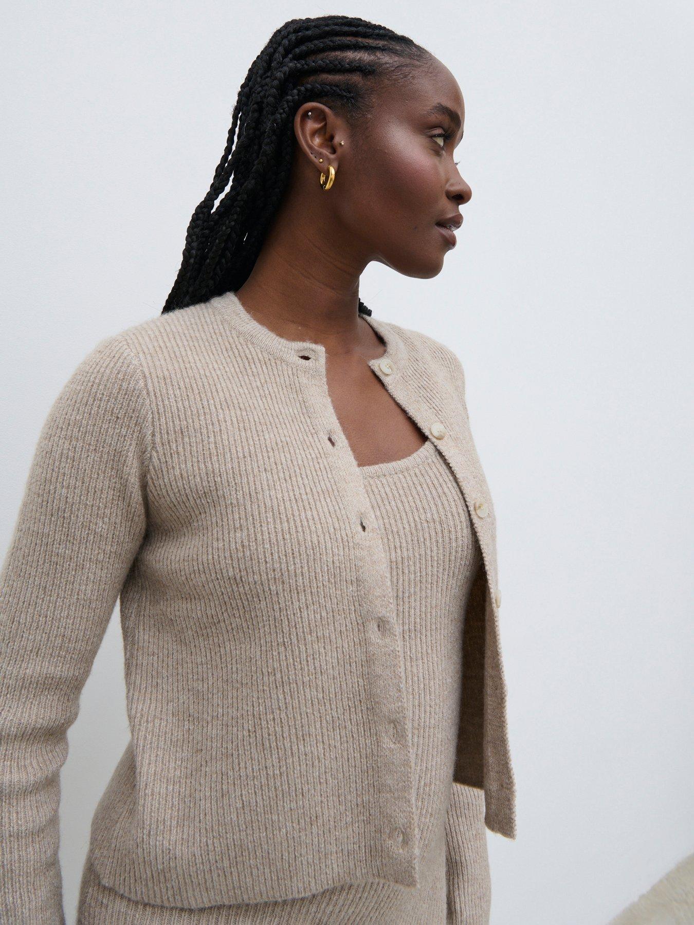Pretty Lavish Winnie Slim Fit Cardigan Beige Very