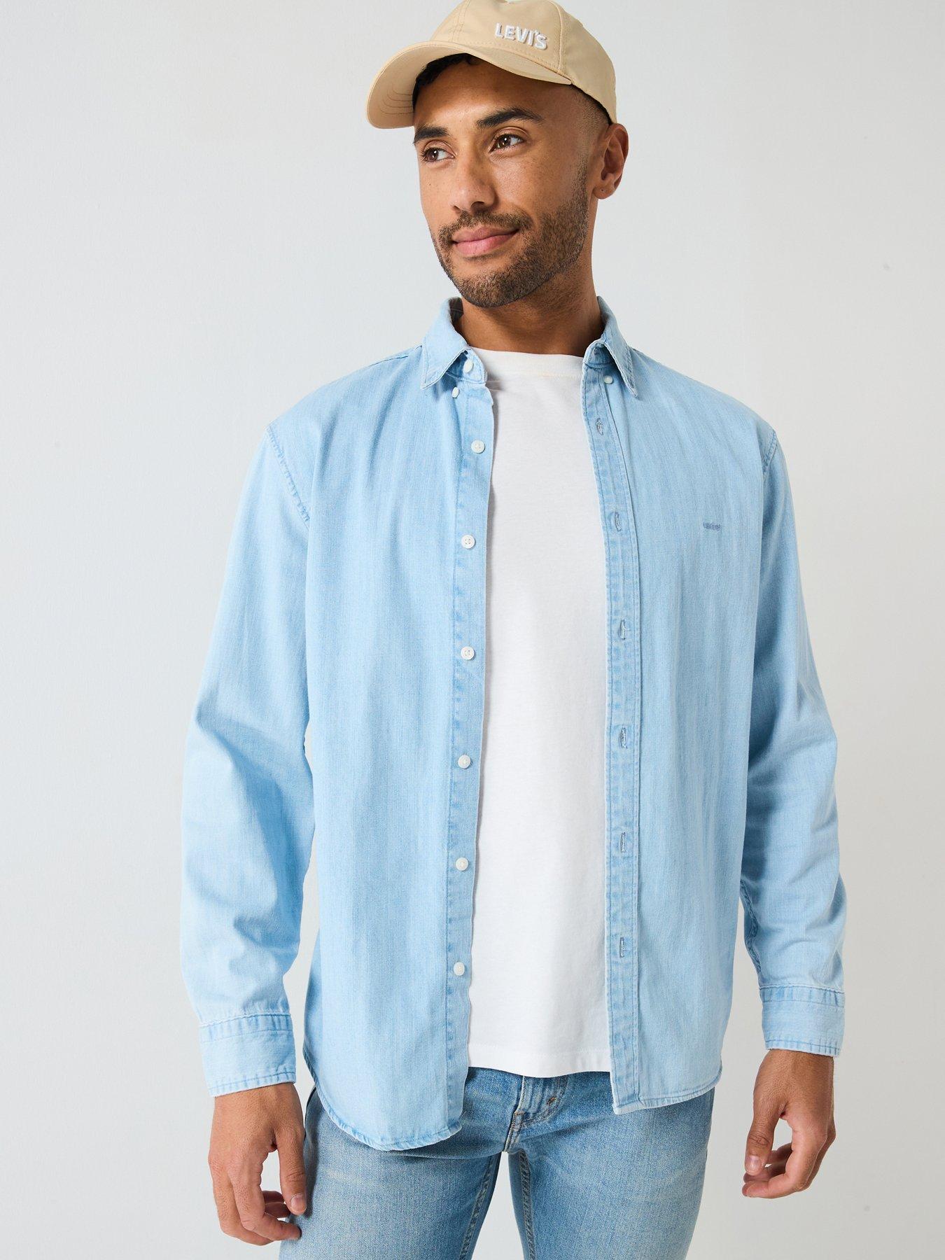 undefined Relaxed Fit Button Down Long Sleeve Shirt - Light Blue