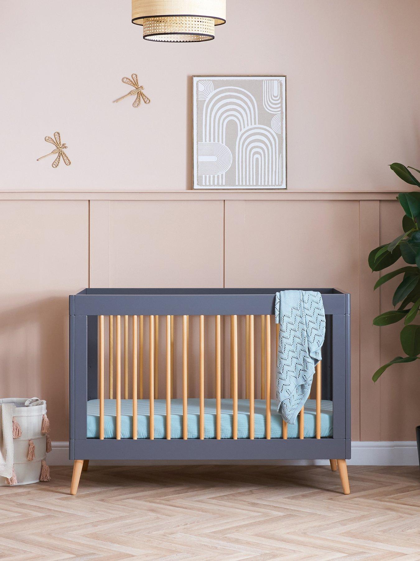 Product photograph of Obaby Maya Mini Cot Bed - Slate With Natural from very.co.uk