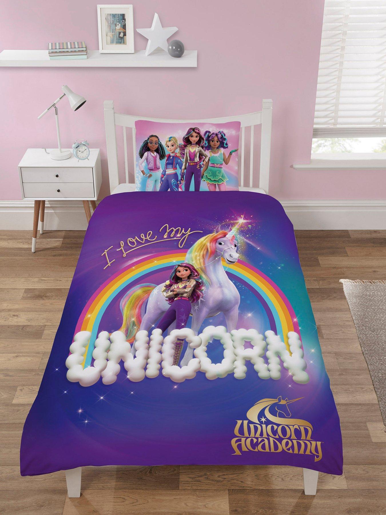 Product photograph of Unicorn Academy Love My Unicorn Single Duvet Set from very.co.uk