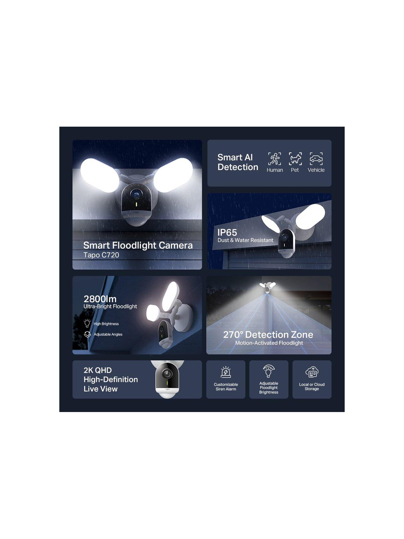 Image 3 of 7 of TP Link Tapo C720 2K 4MP AI Floodlight wired Outdoor Security Camera, 2800 Lumen, No Monthly Fee