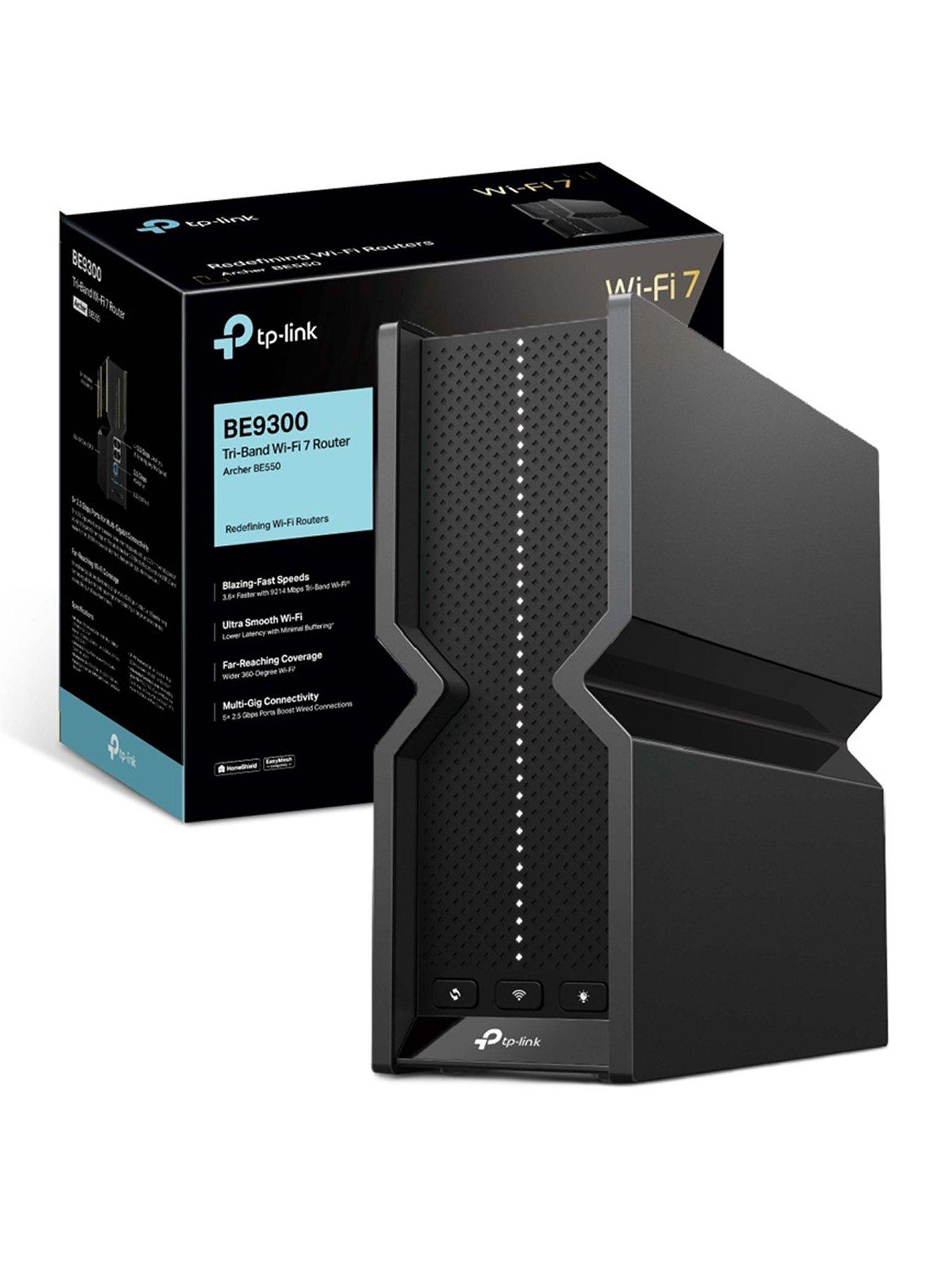 TP Link Archer BE550 Tri-Band 9.3Gbps Wi-Fi 7 Router, Parental Controls, Homeshield  &  VPN, 5x 2.5G Ports