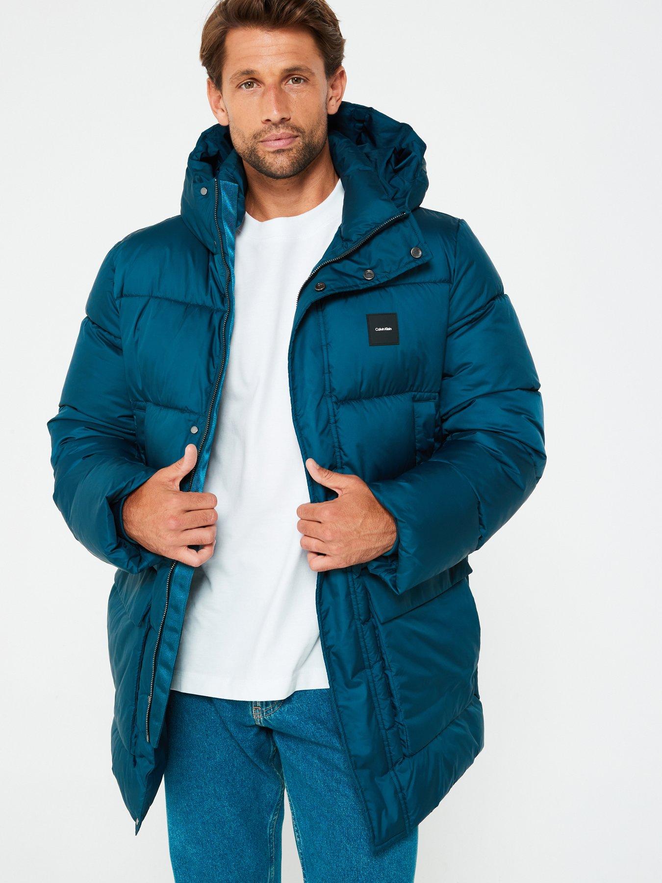 undefined Long Hooded Quilt Puffer Parka - Dark Blue