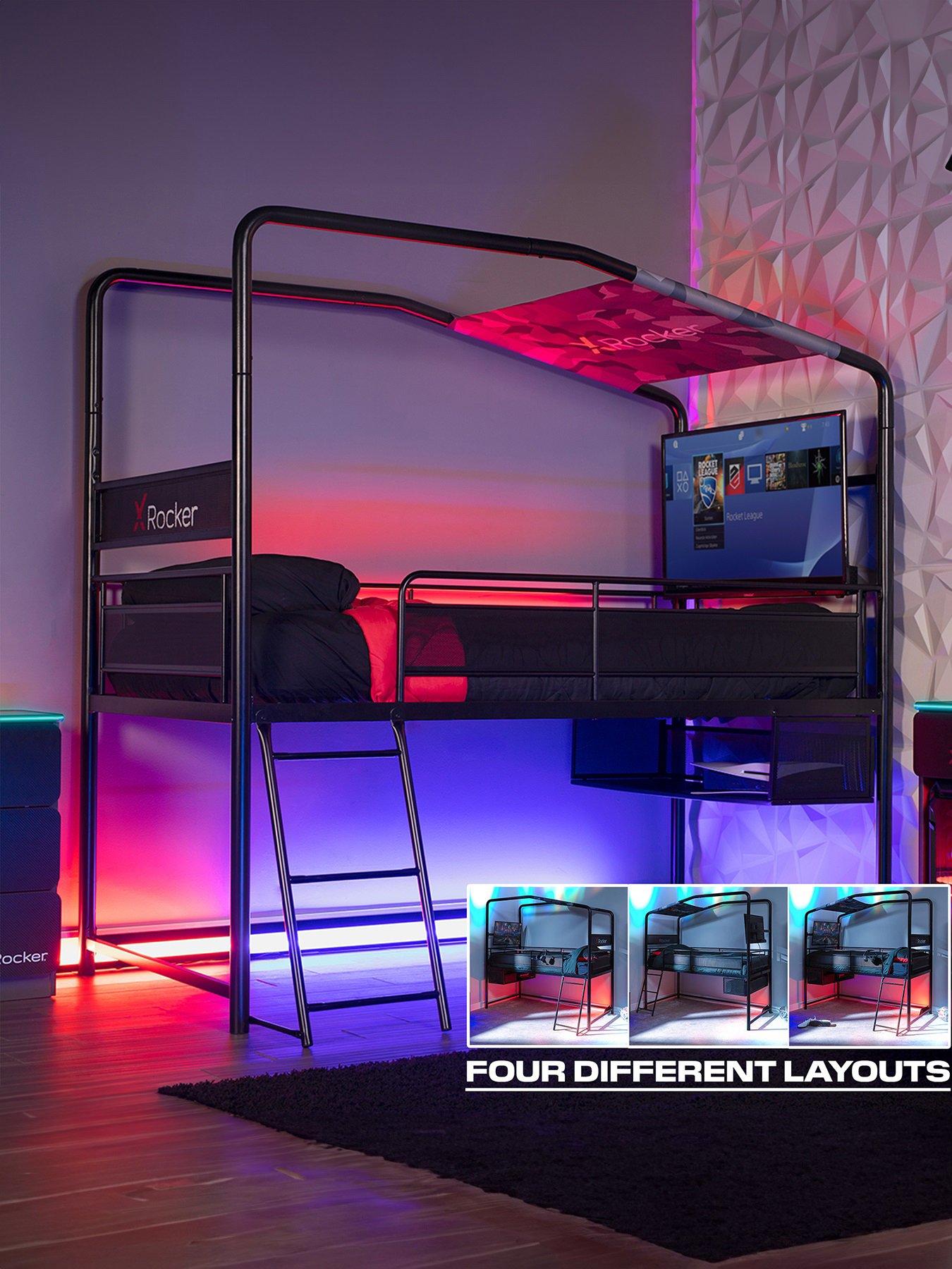 X Rocker Contra Mid-sleeper Reversible Gaming Bunk Bed