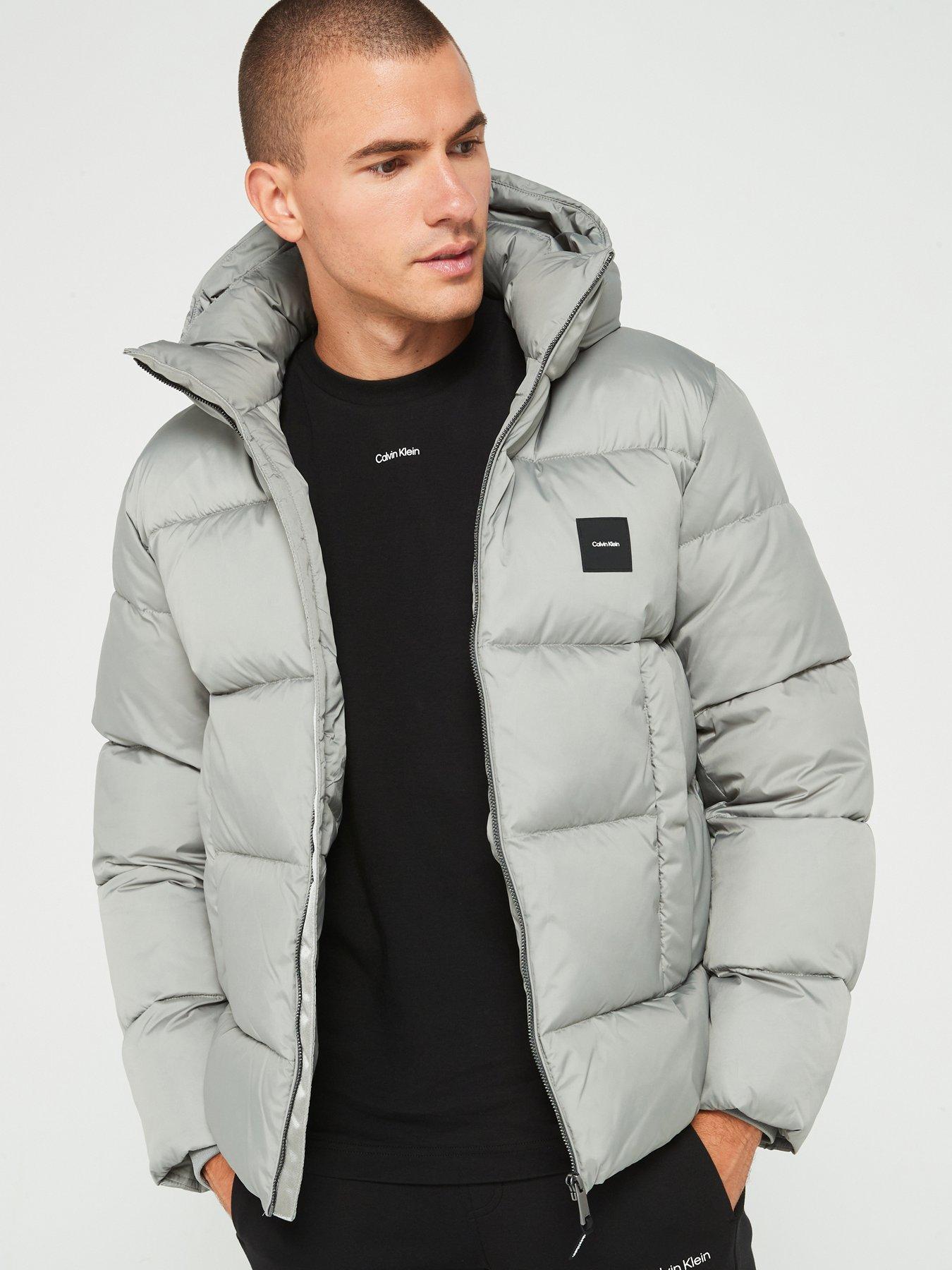 Calvin Klein Hooded Quilt Puffer Jacket Grey Very