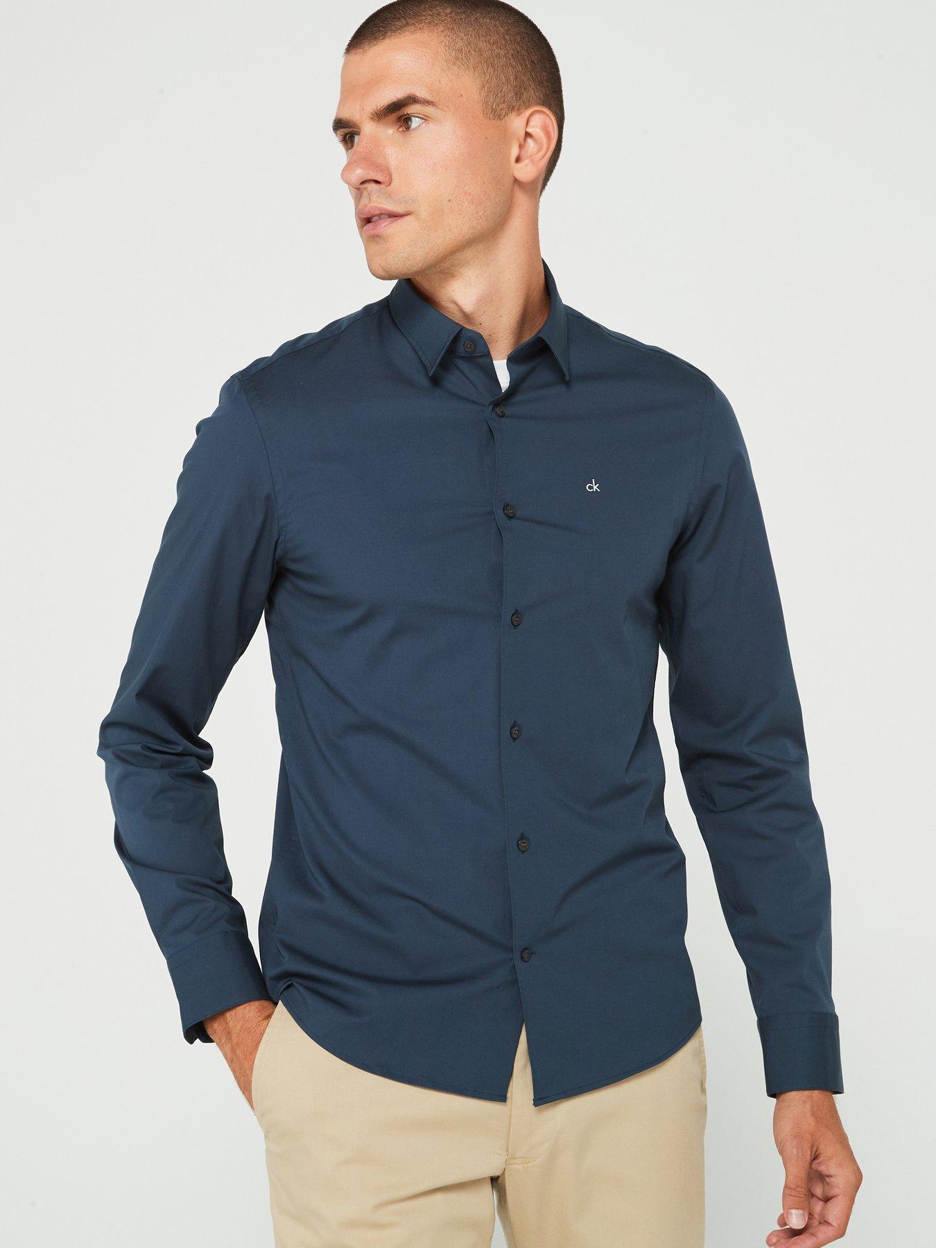 undefined Poplin Stretch Slim Fit Shirt - Dark Blue